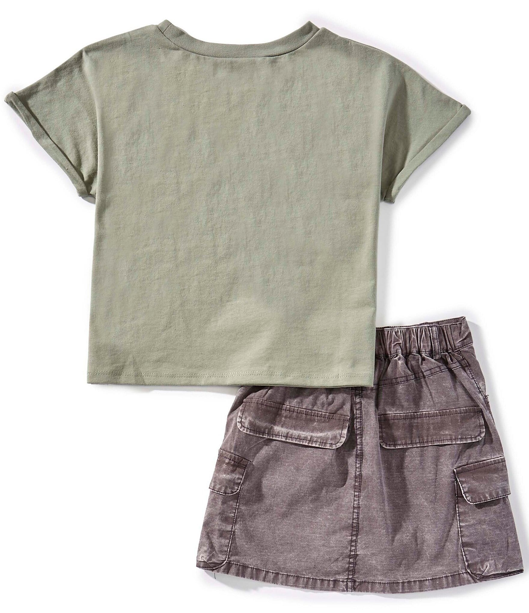 Tween Diva Big Girls Rock & Roll Graphic Short Sleeve T-Shirt & Cargo Pocket Skort Set