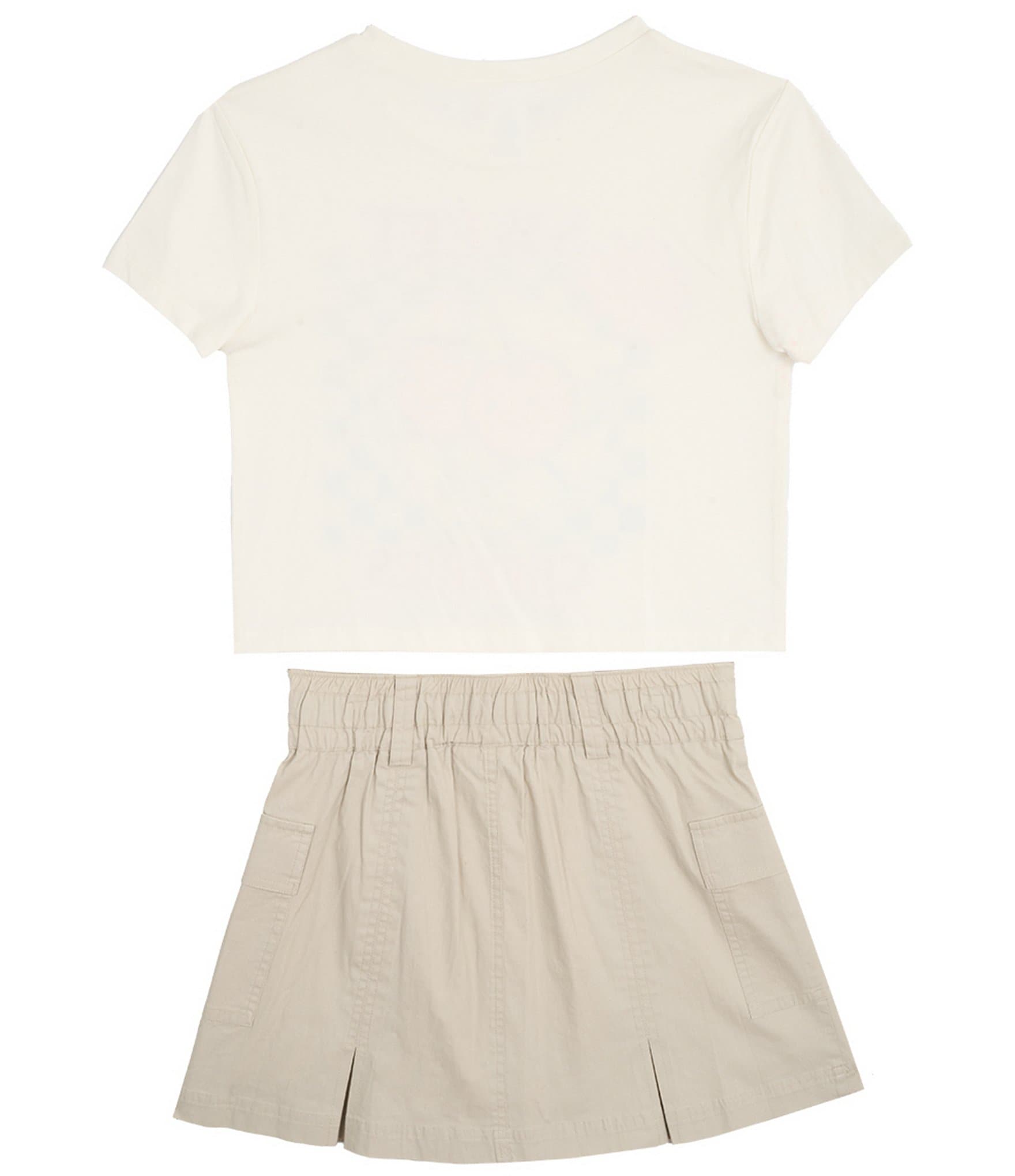 Tween Diva Big Girls Sweet Cherries Short Sleeve Graphic T-Shirt & Pleated Cargo Skort Set