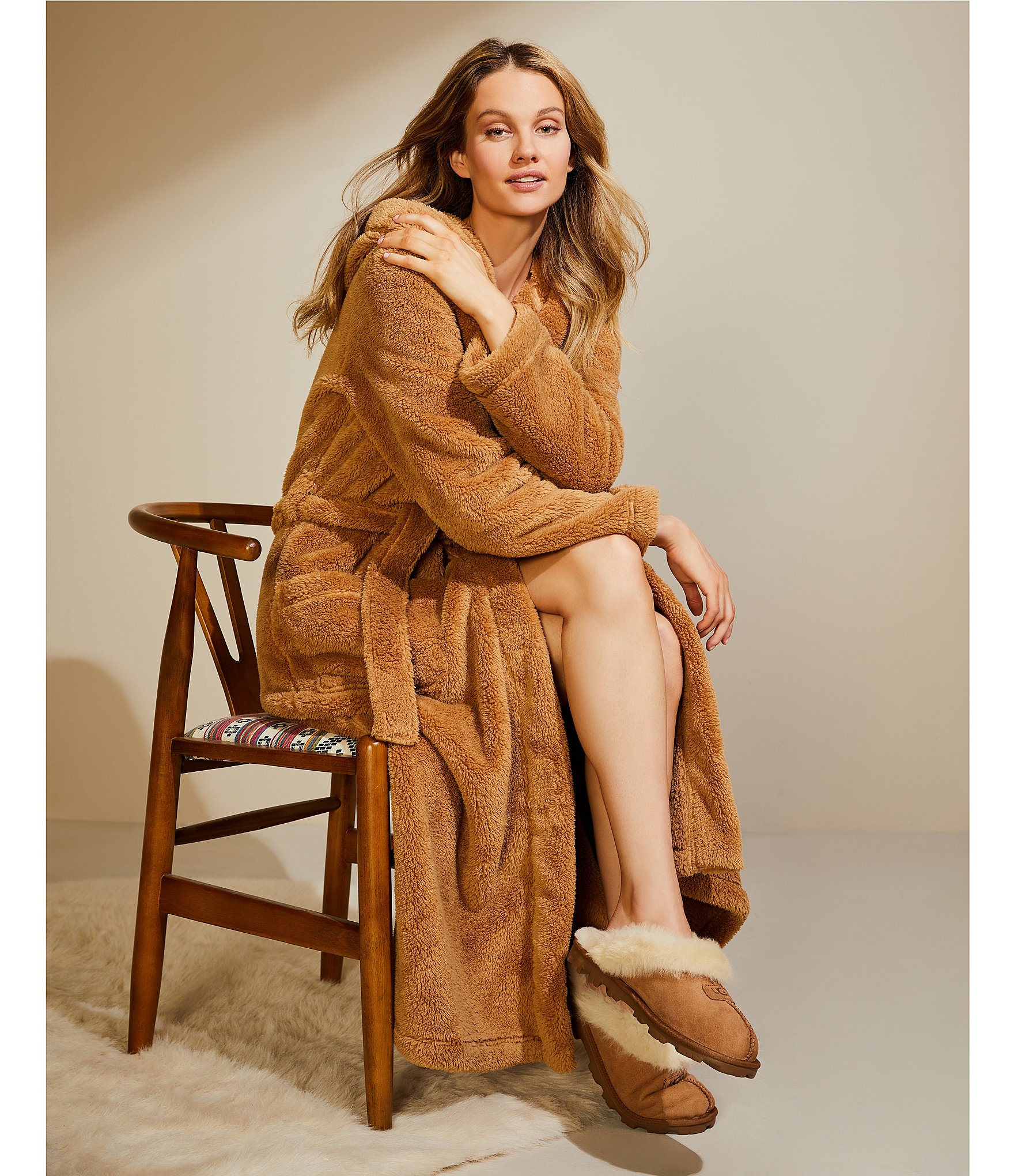 UGG Aarti Hooded Plush Fleece Long Cozy Robe