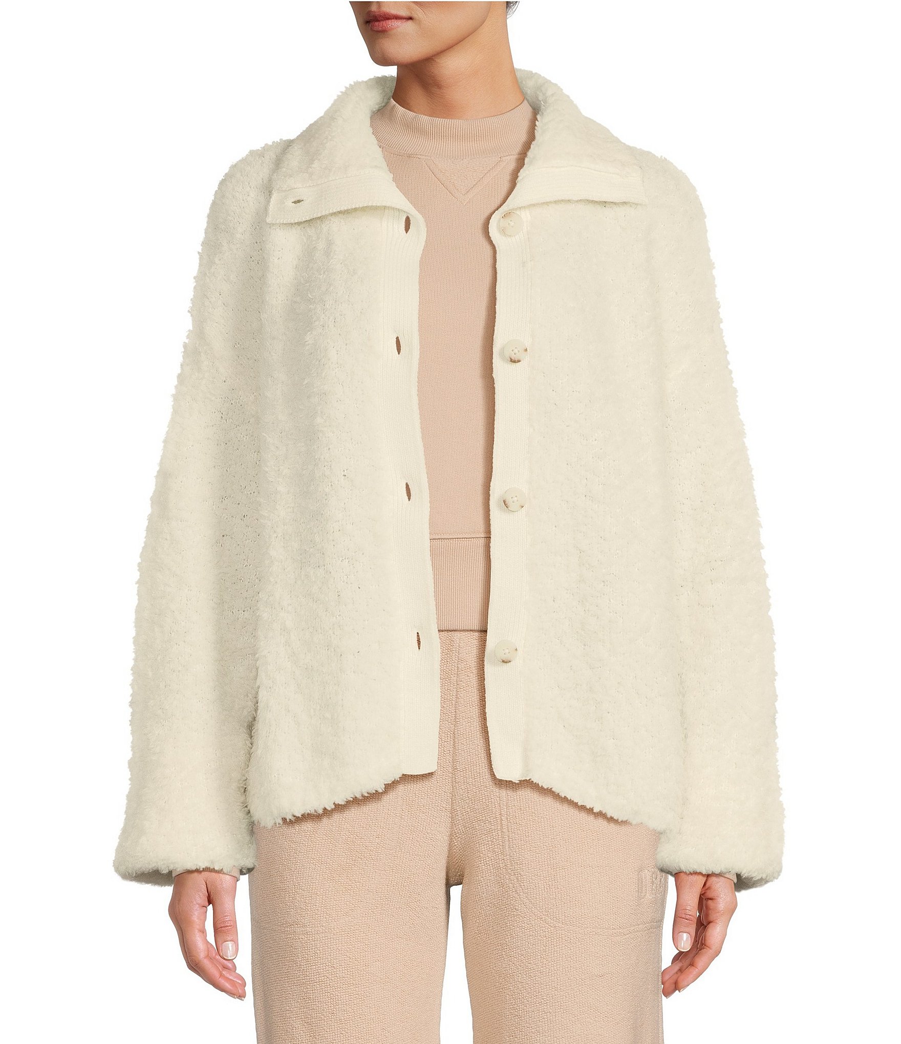 Donna Karan Single Breasted Button Front Wool Cashmere Blend Reefer Coat