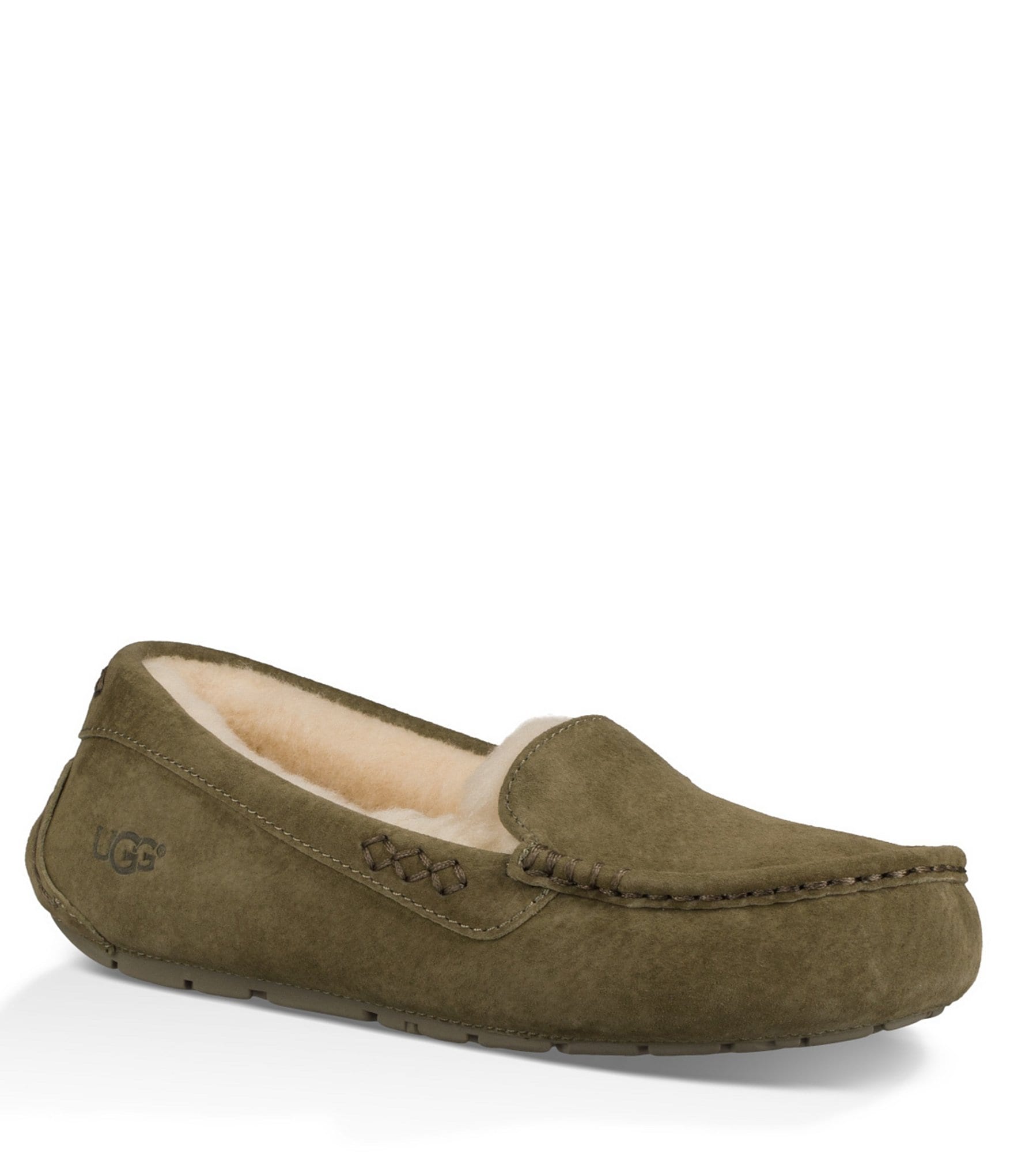 UGG® Ansley Stitch Detailed Moccasin Slippers | Dillards