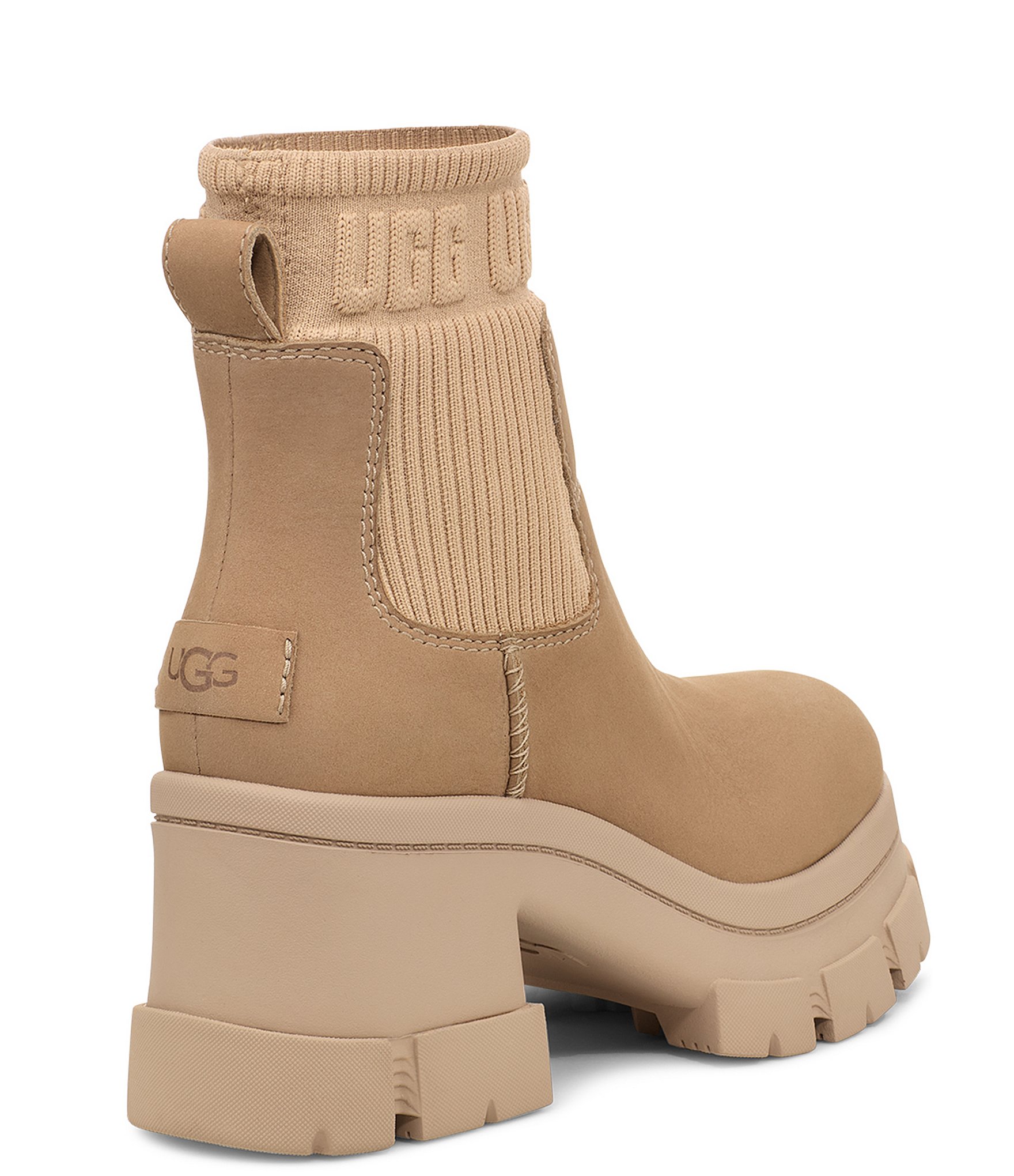 UGG Brooklyn Chelsea Nubuck Suede Block Heel Platform Booties