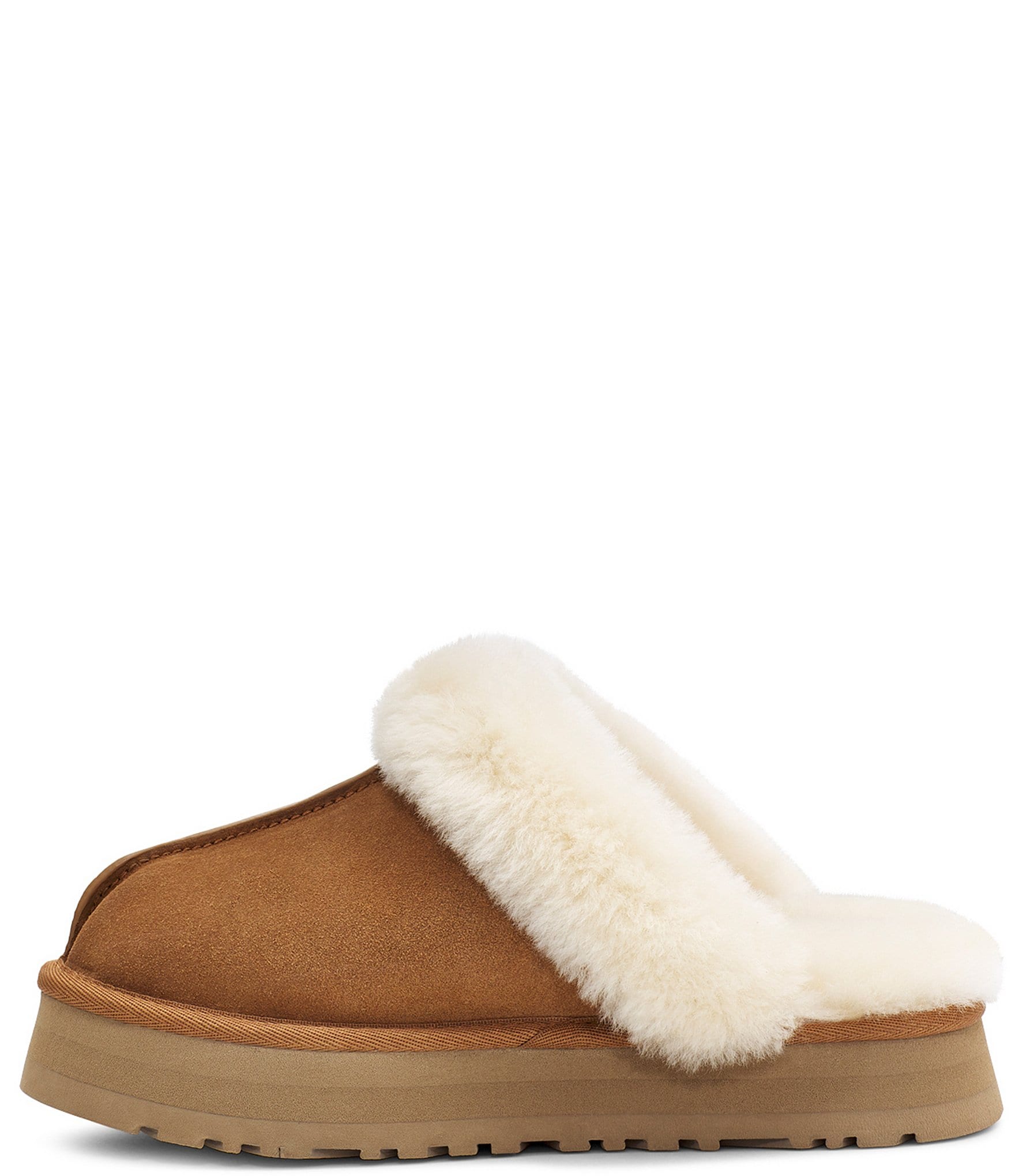 UGG Disquette Suede Fur Platform Slippers