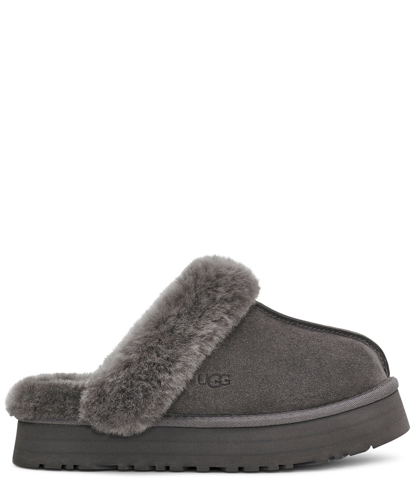 UGG Disquette Suede Fur Platform Slippers