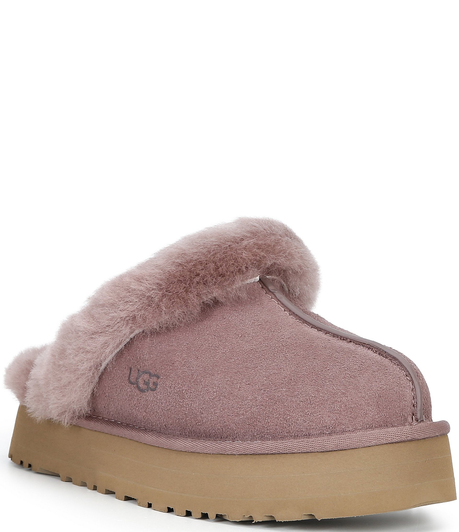 UGG Disquette Suede Fur Platform Slippers
