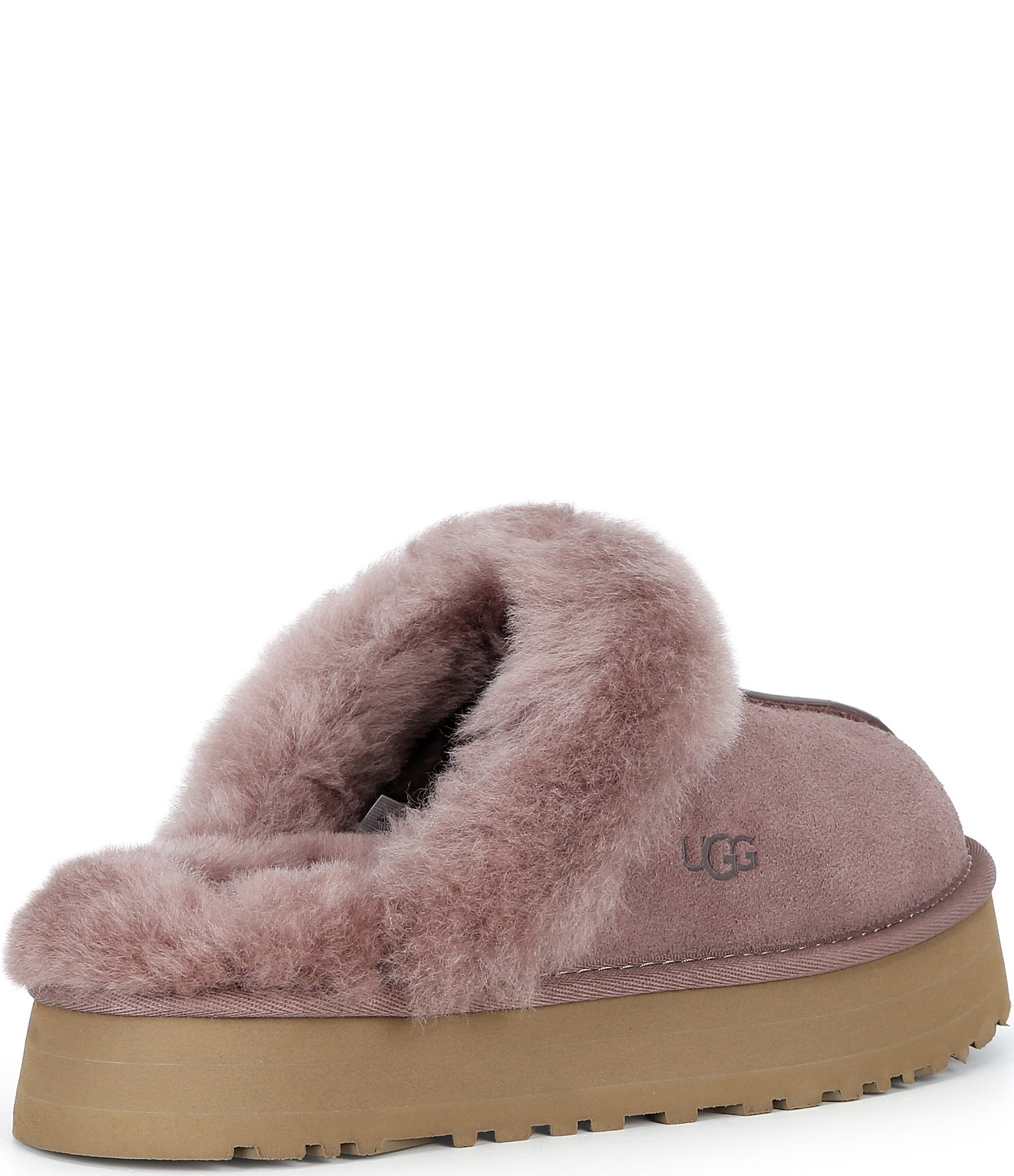 UGG Disquette Suede Fur Platform Slippers