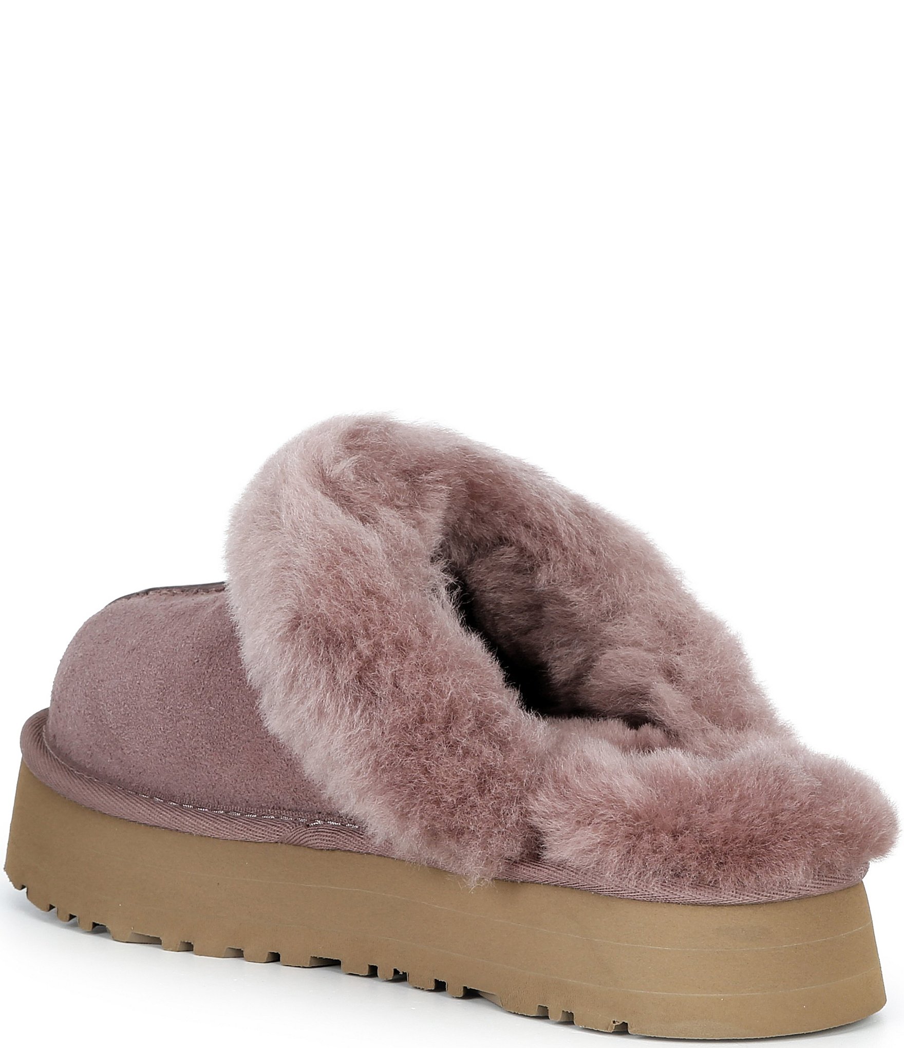 UGG Disquette Suede Fur Platform Slippers