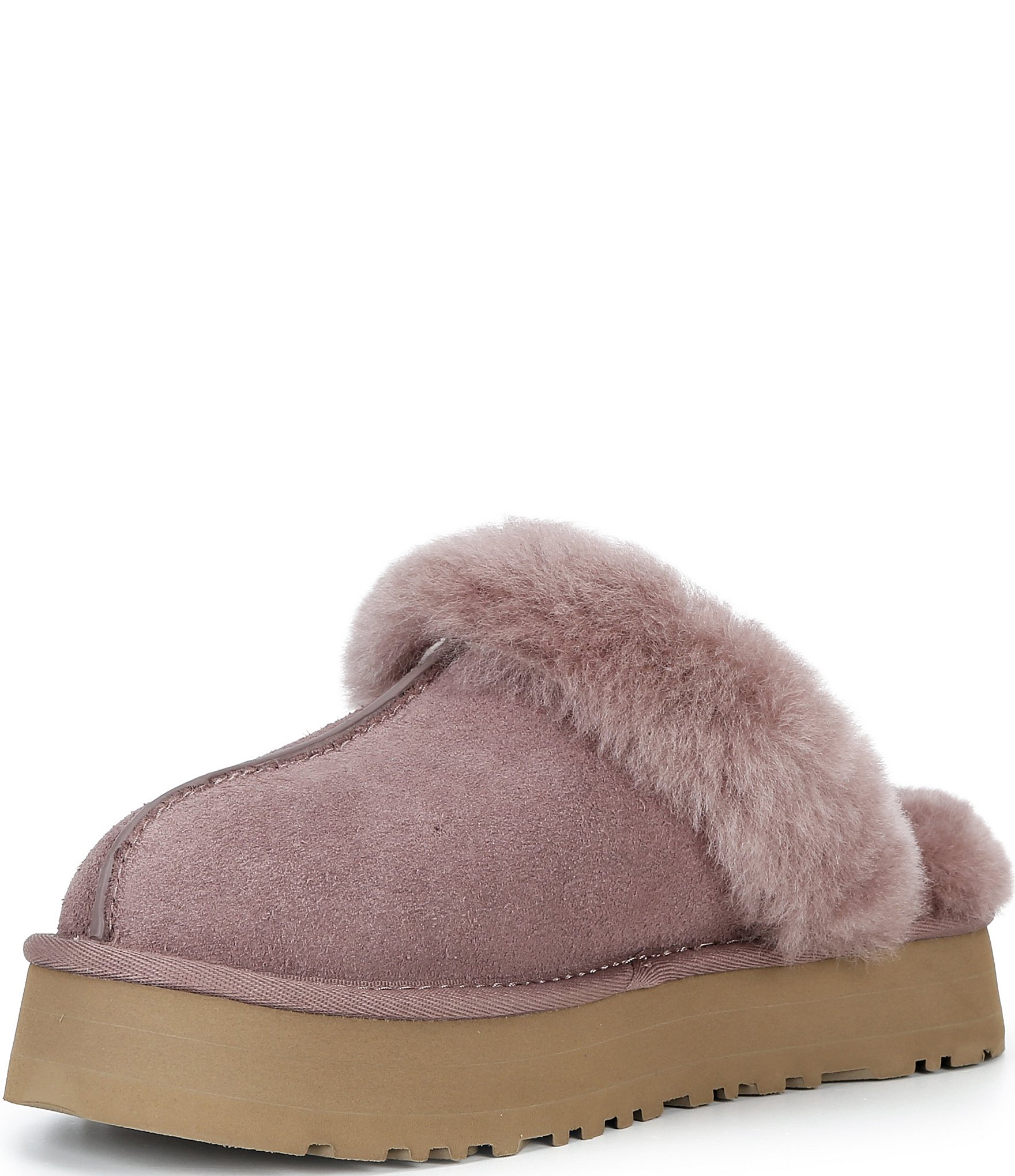UGG Disquette Suede Fur Platform Slippers