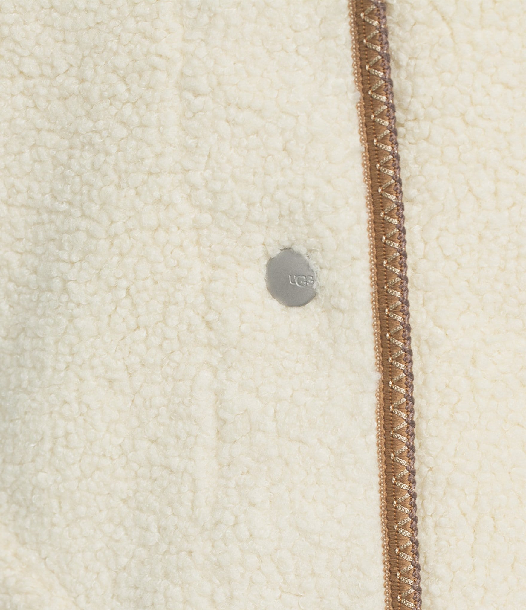 UGG Emmersyn UGGBraid Long Sleeve V-Neck Plush Fleece Snap-Front Jacket