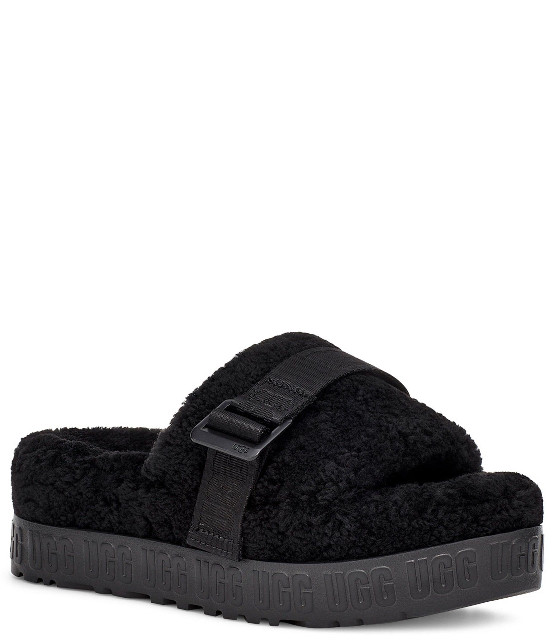 black white gray ugg slides