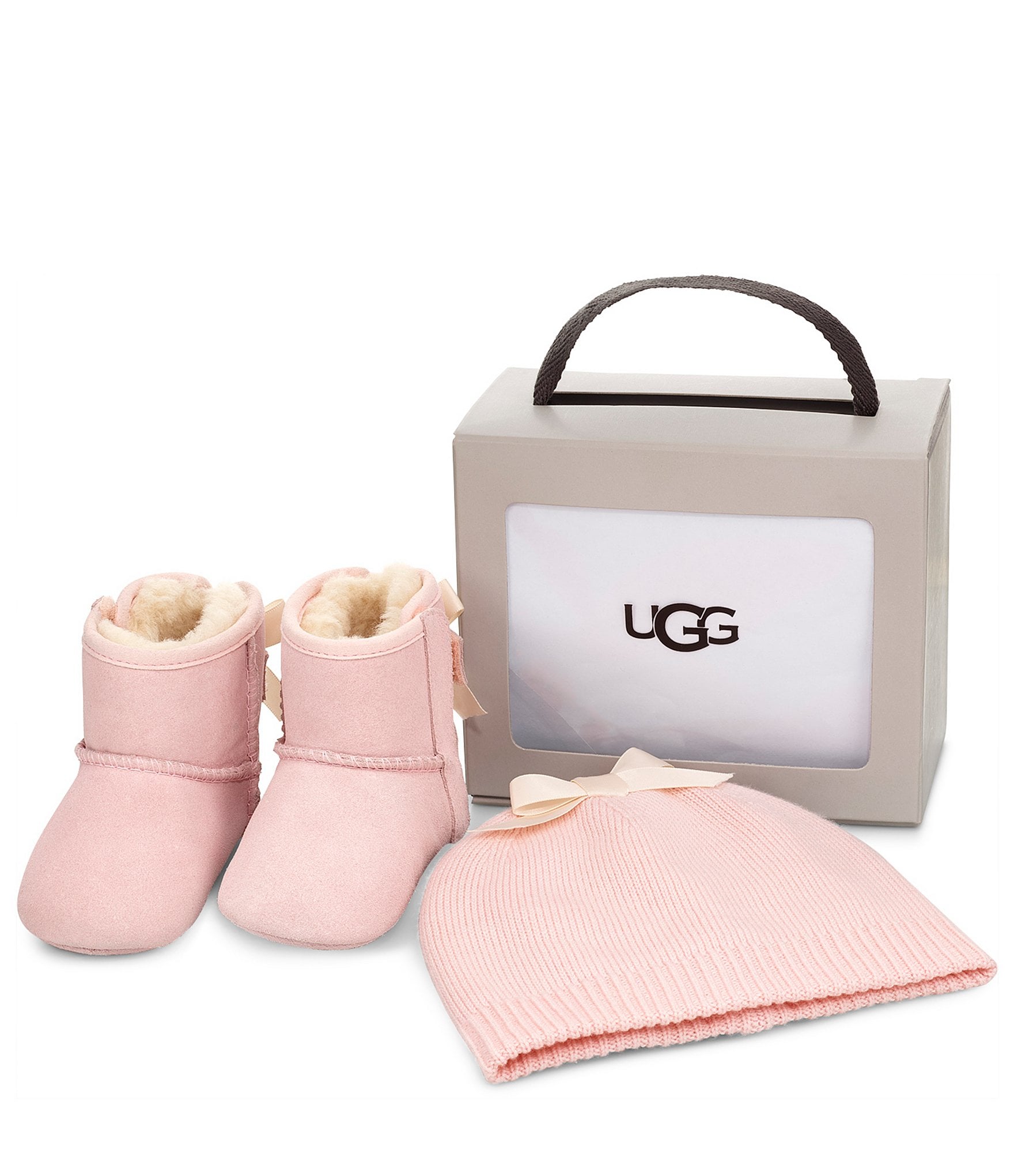 UGG® Girls' Jesse Bow Beanie Crib Shoe Gift Set (Infant) | Dillard's
