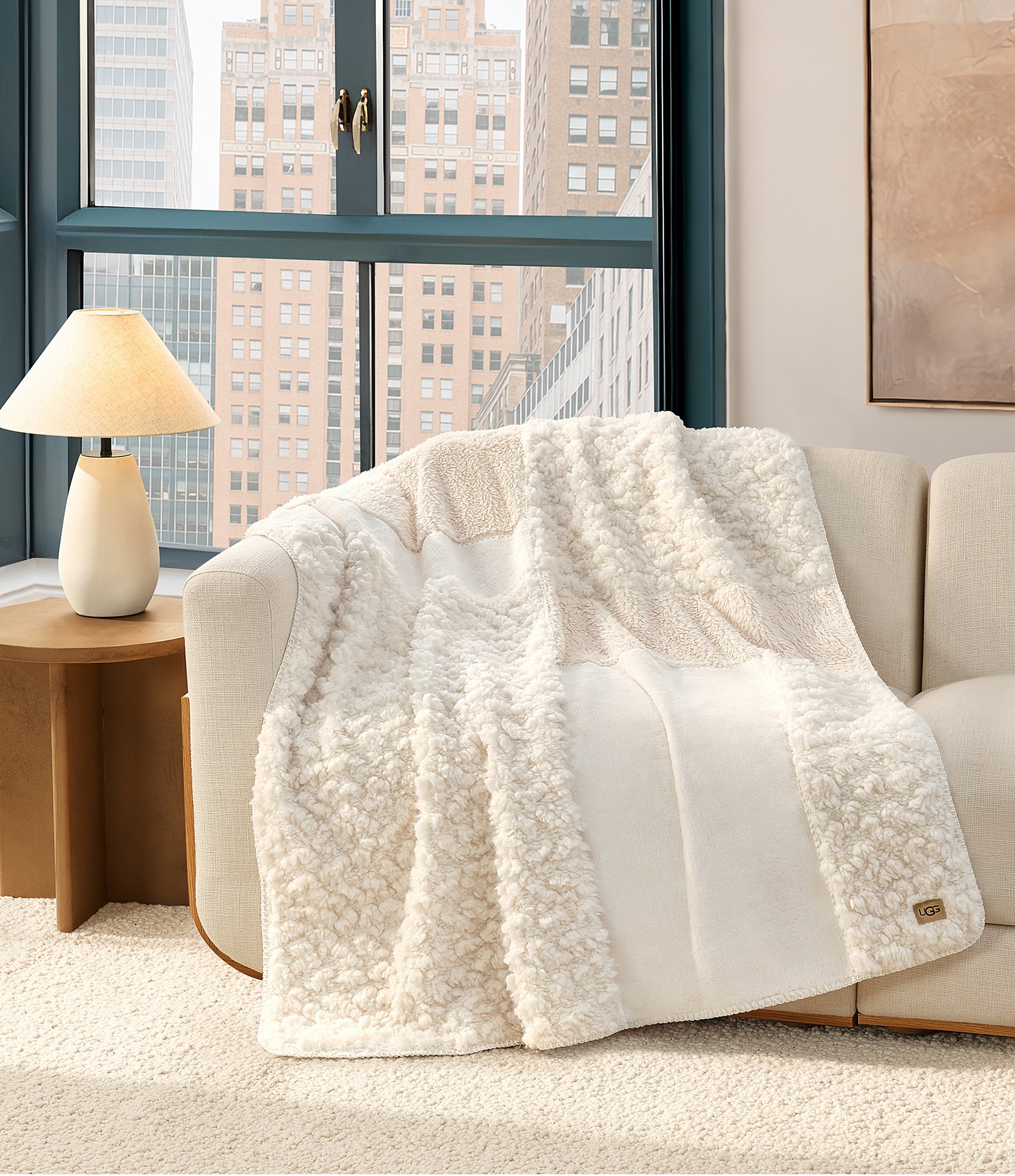 UGG Harlan Textured Patchwork Design Throw Blanket