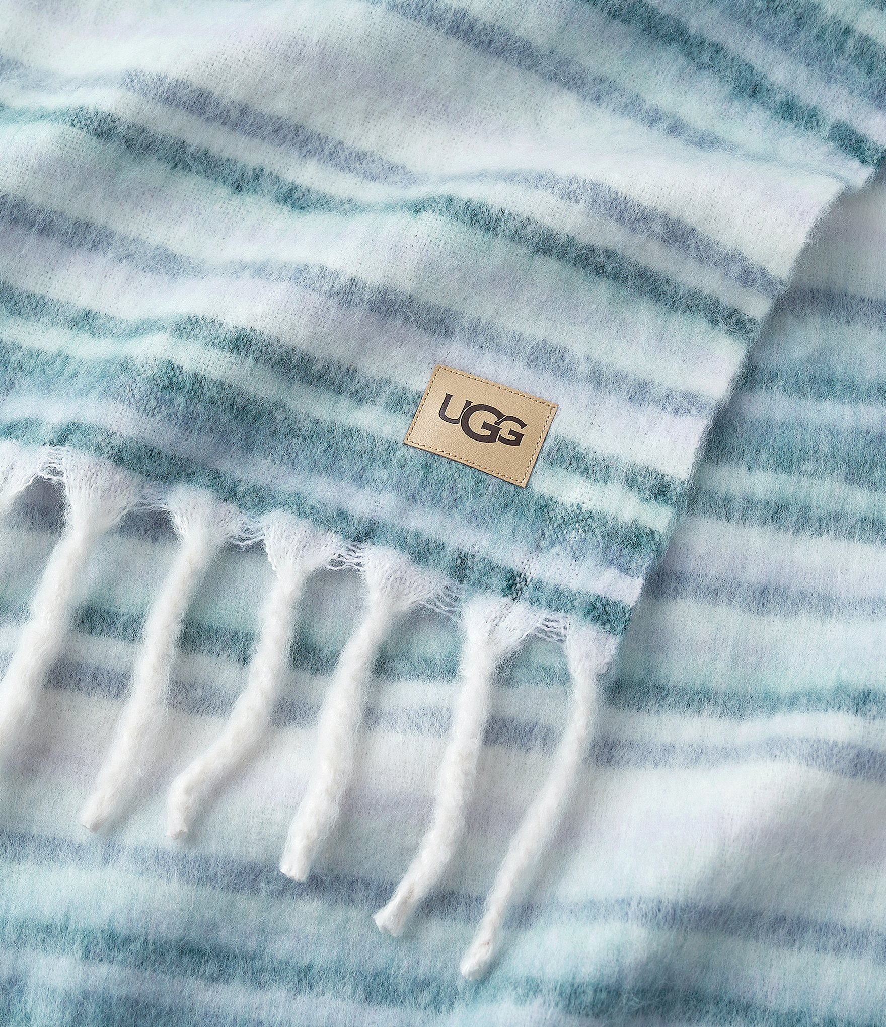 UGG Joana Striped Fringe Trim Throw Blanket
