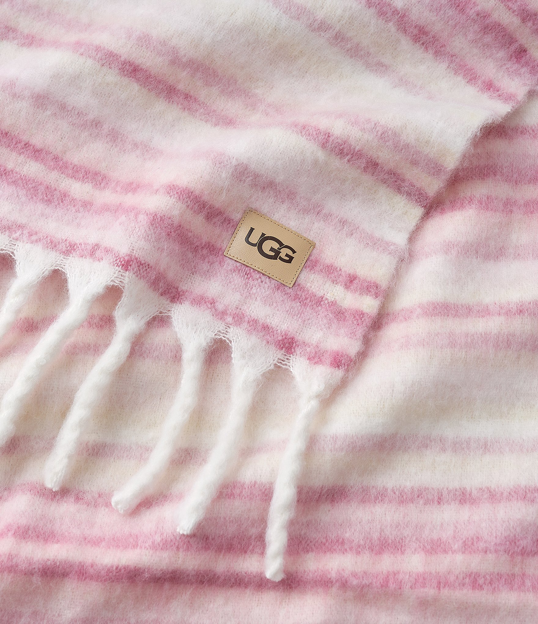 UGG Joana Striped Fringe Trim Throw Blanket