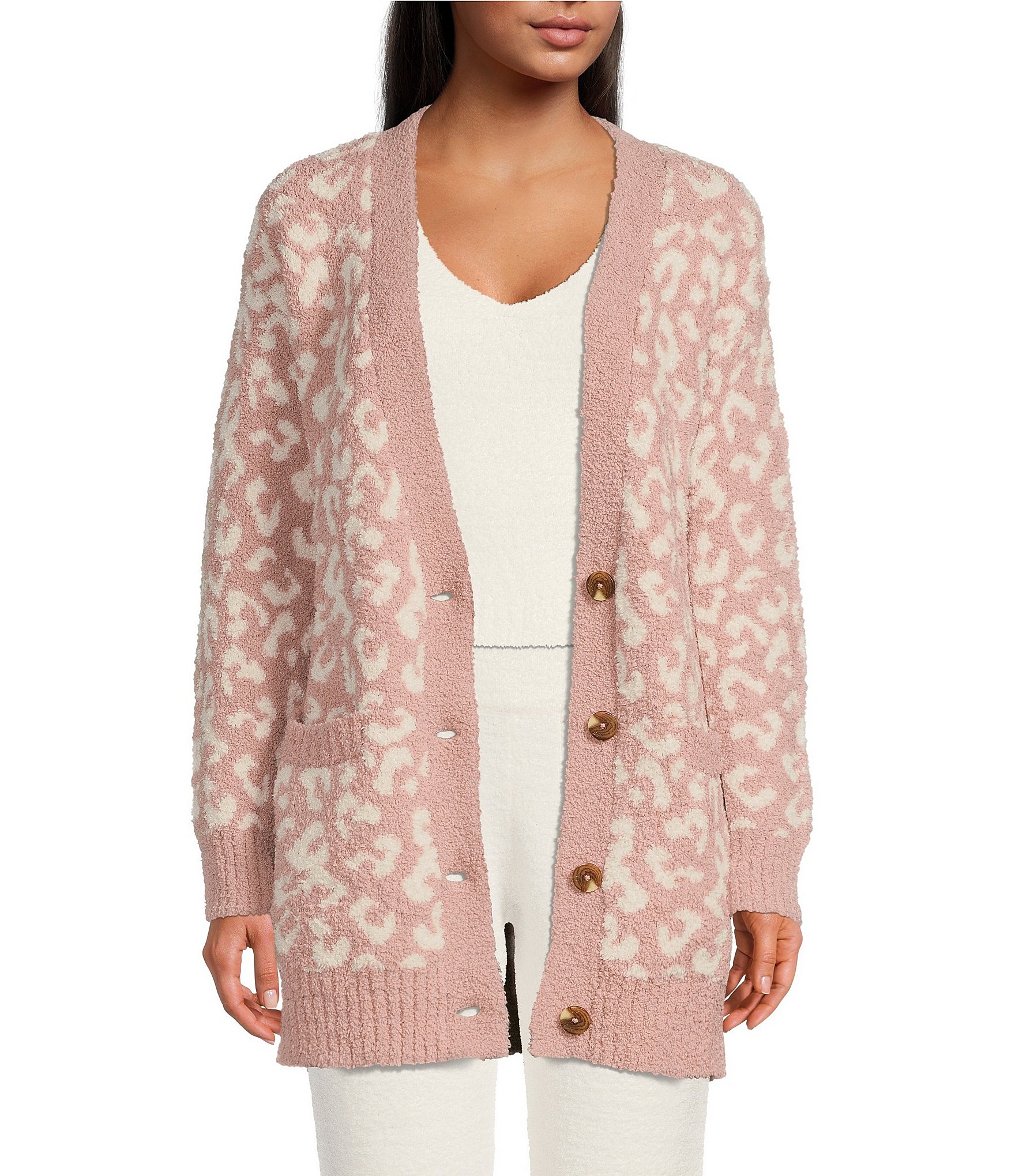 Fluffy leopard print outlet cardigan