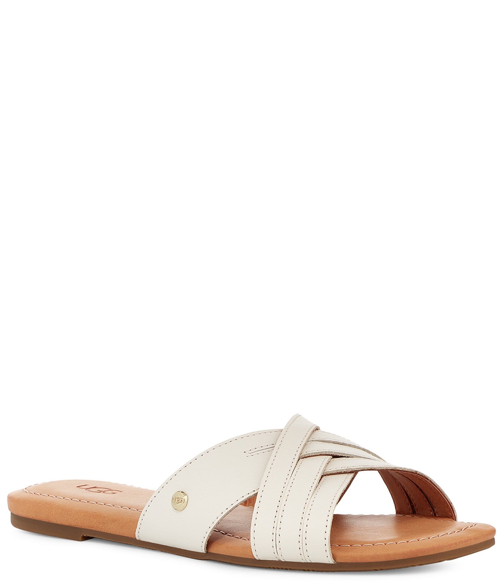 UGG® Kenleigh Slide Leather Flat Slide Sandals | Dillard's