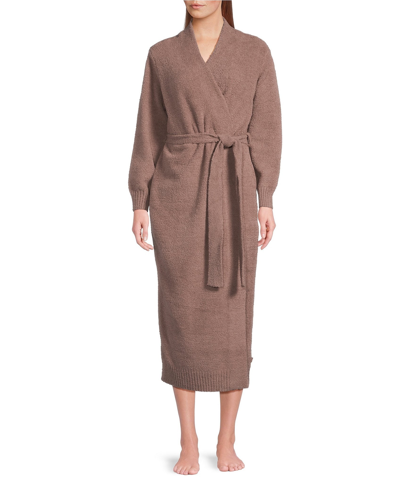 womens brown dressing gown Threadbare Women's Chocolate Brown Soft Faux Fur Trim Dressing Gown