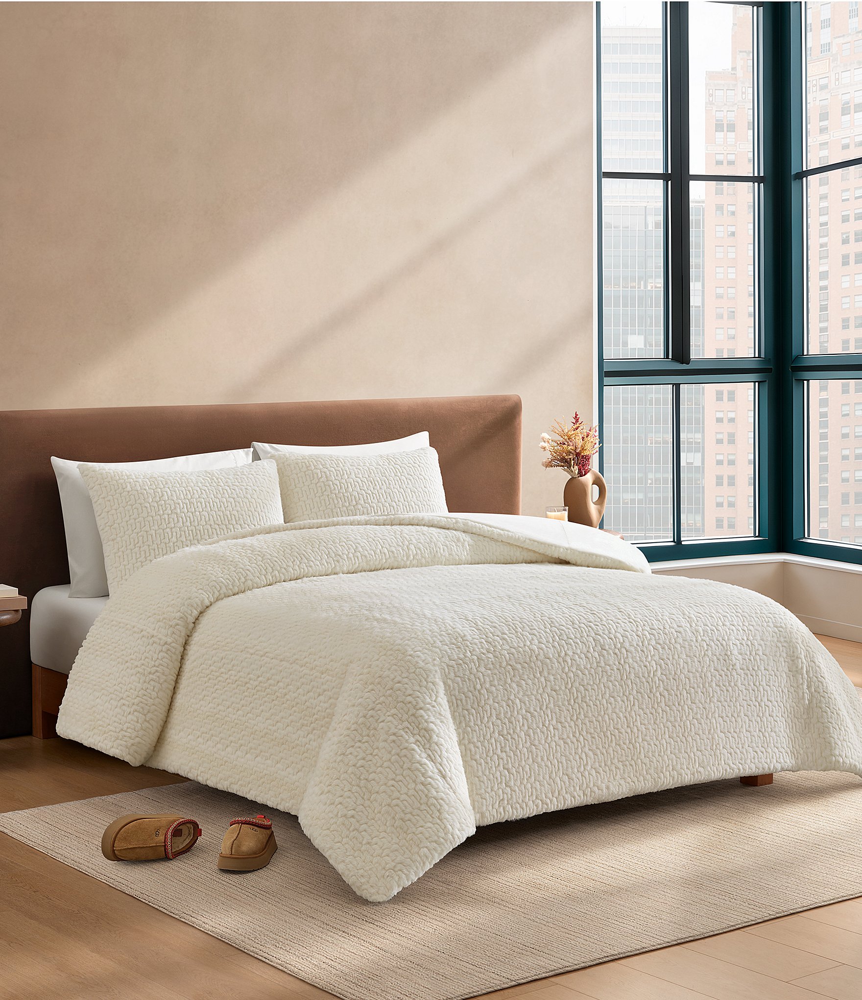 UGG Lida Textured Faux Fur Comforter Mini Set