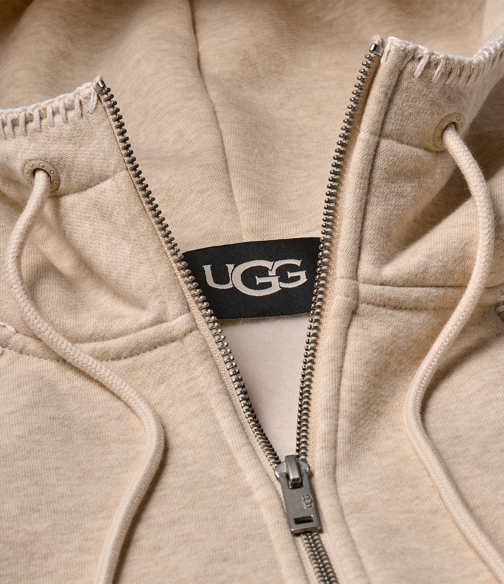Ugg Long Sleeve Hooded Zip-Front Cotton Fleece Jacket