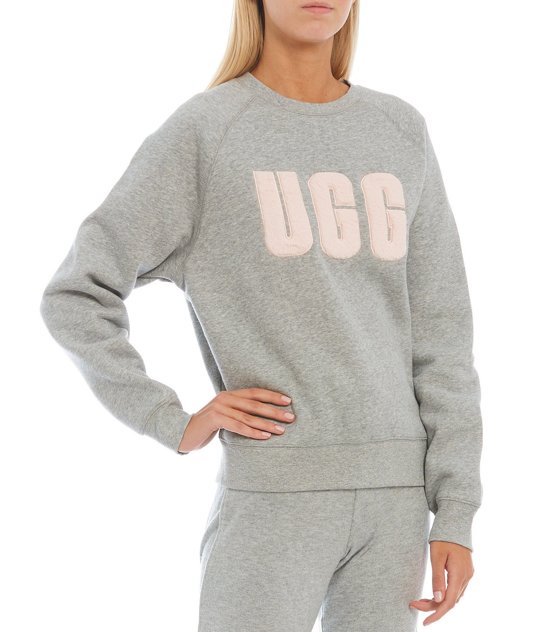 UGG® Madeline Fuzzy Logo Long Sleeve Coordinating Lounge Sweatshirt