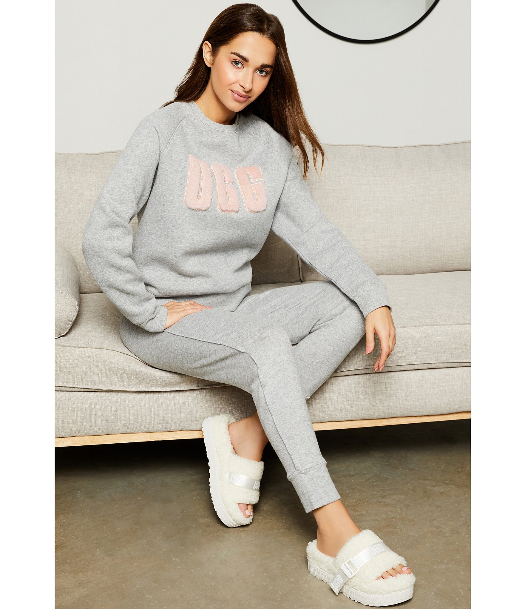 UGG® Madeline Fuzzy Logo Long Sleeve Coordinating Lounge Sweatshirt