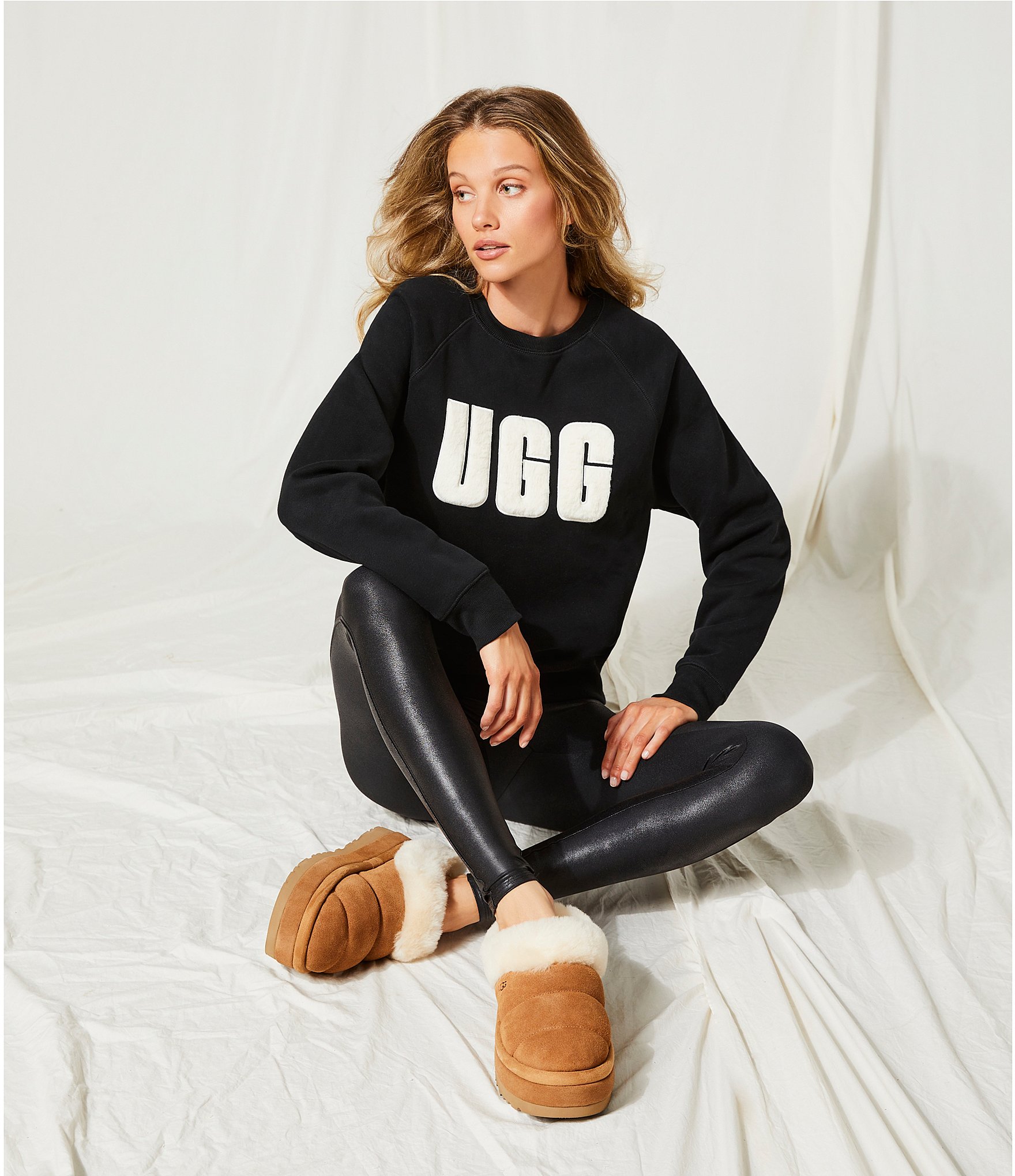 UGG® Madeline Fuzzy Logo Long Sleeve Coordinating Lounge Sweatshirt