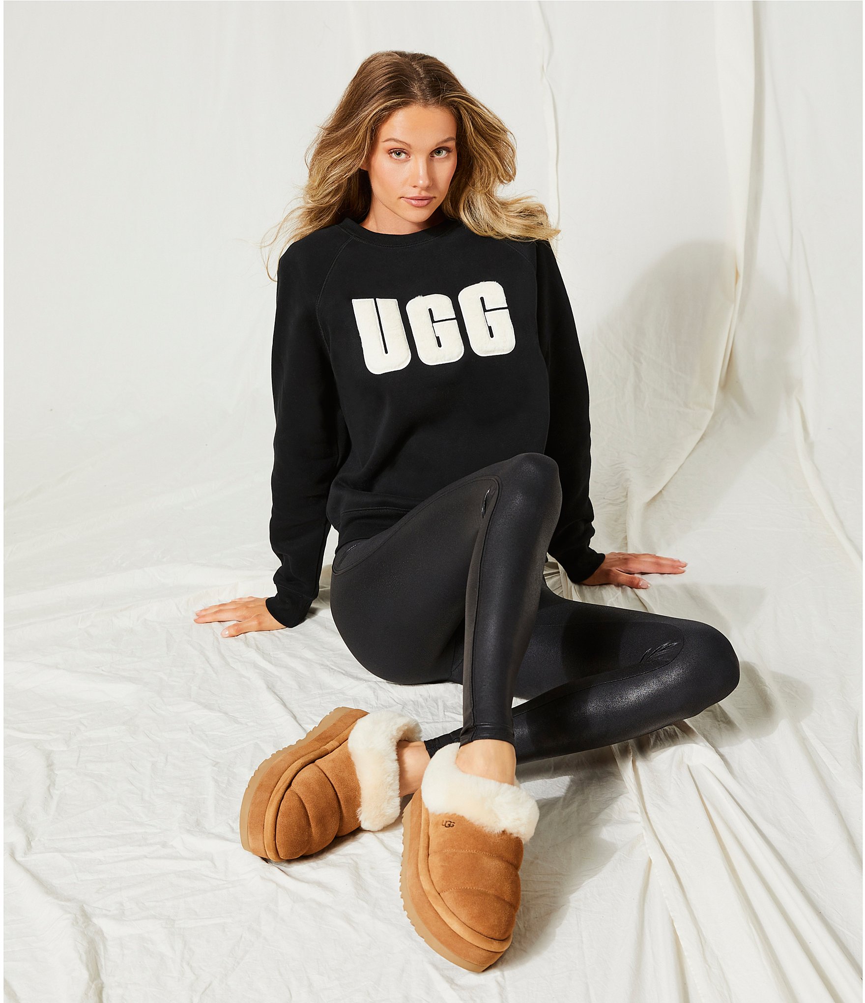 UGG® Madeline Fuzzy Logo Long Sleeve Coordinating Lounge Sweatshirt