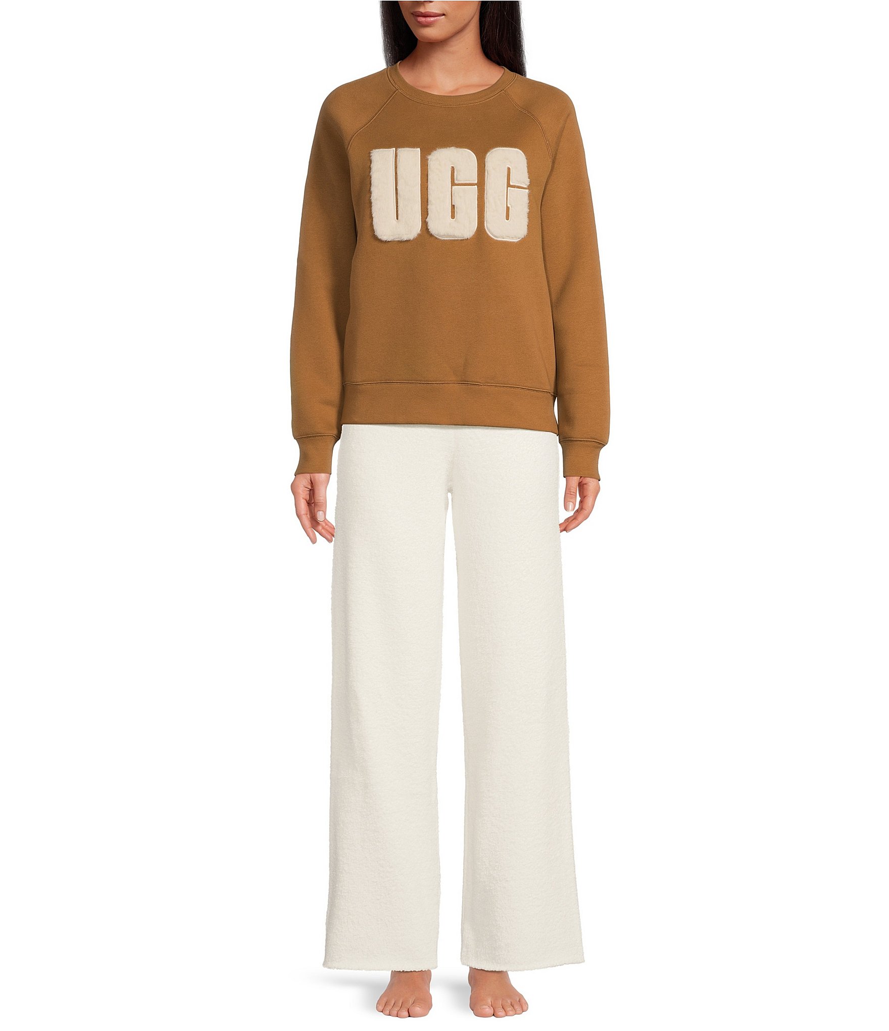 UGG® Madeline Fuzzy Logo Long Sleeve Coordinating Lounge Sweatshirt