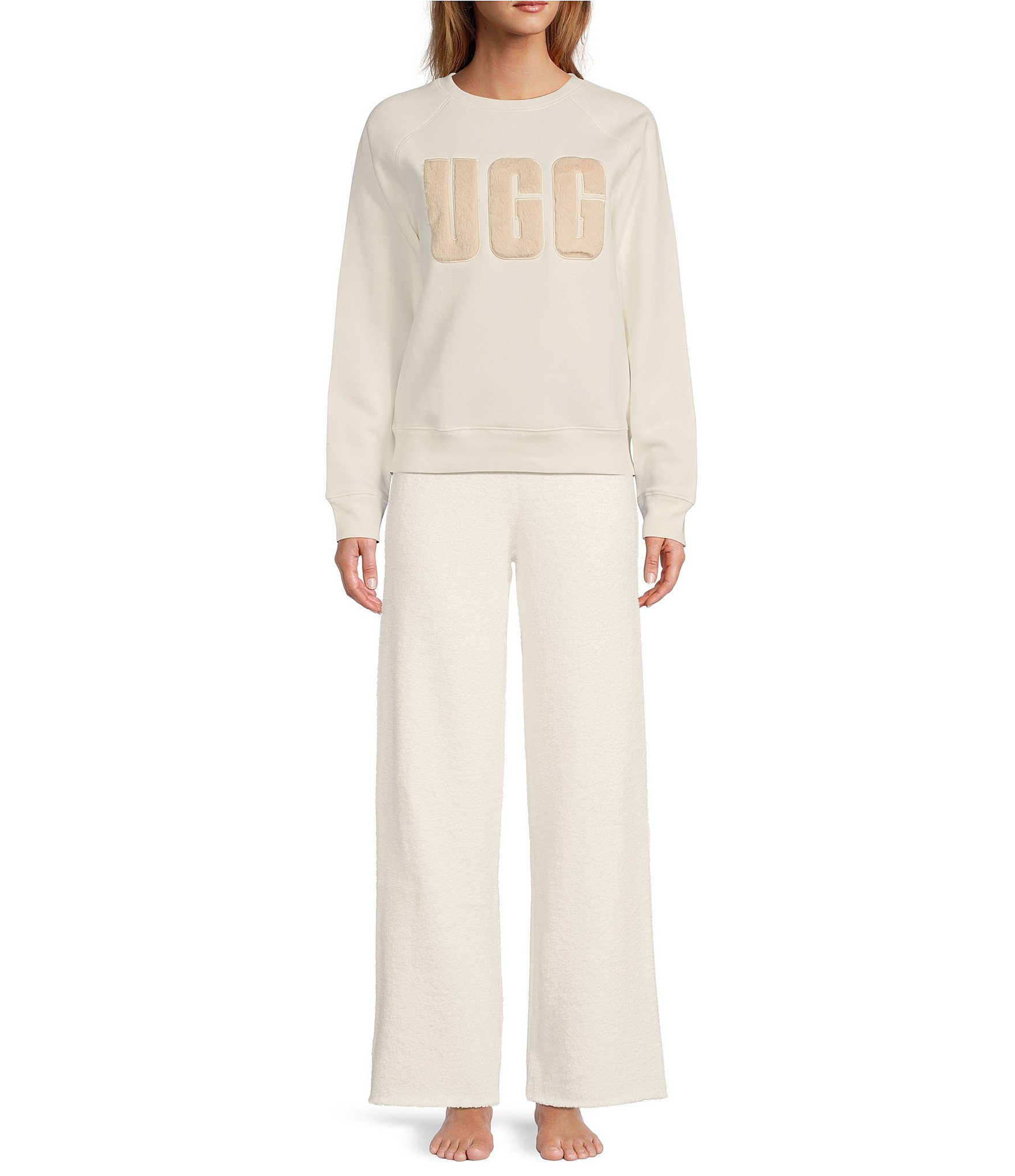 UGG® Madeline Fuzzy Logo Long Sleeve Coordinating Lounge Sweatshirt