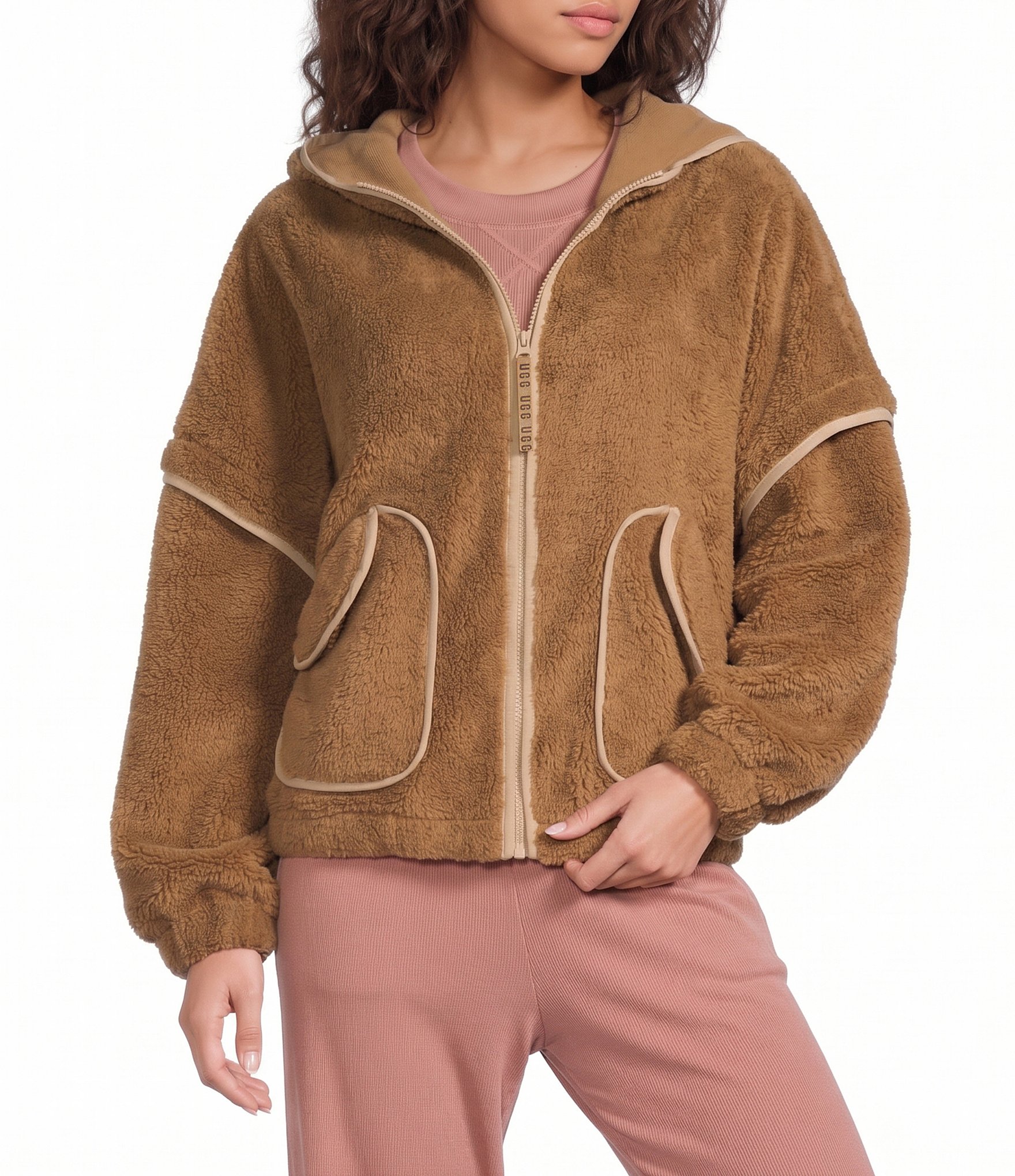 UGG Mariella UGGFluff Long Sleeve Zip-Front Fleece Hoodie