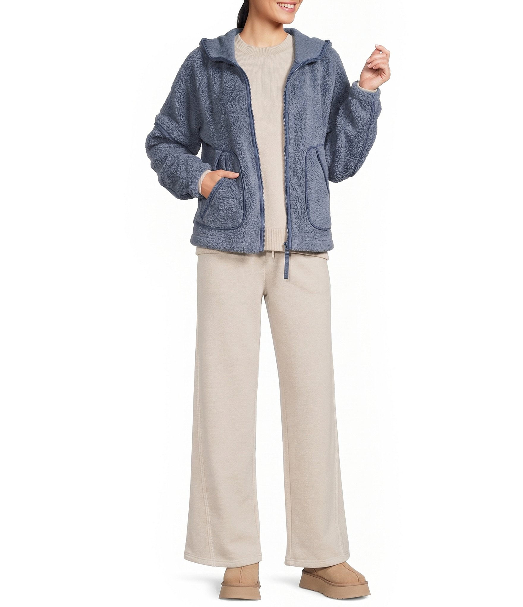 UGG Mariella UGGFluff Long Sleeve Zip-Front Fleece Hoodie