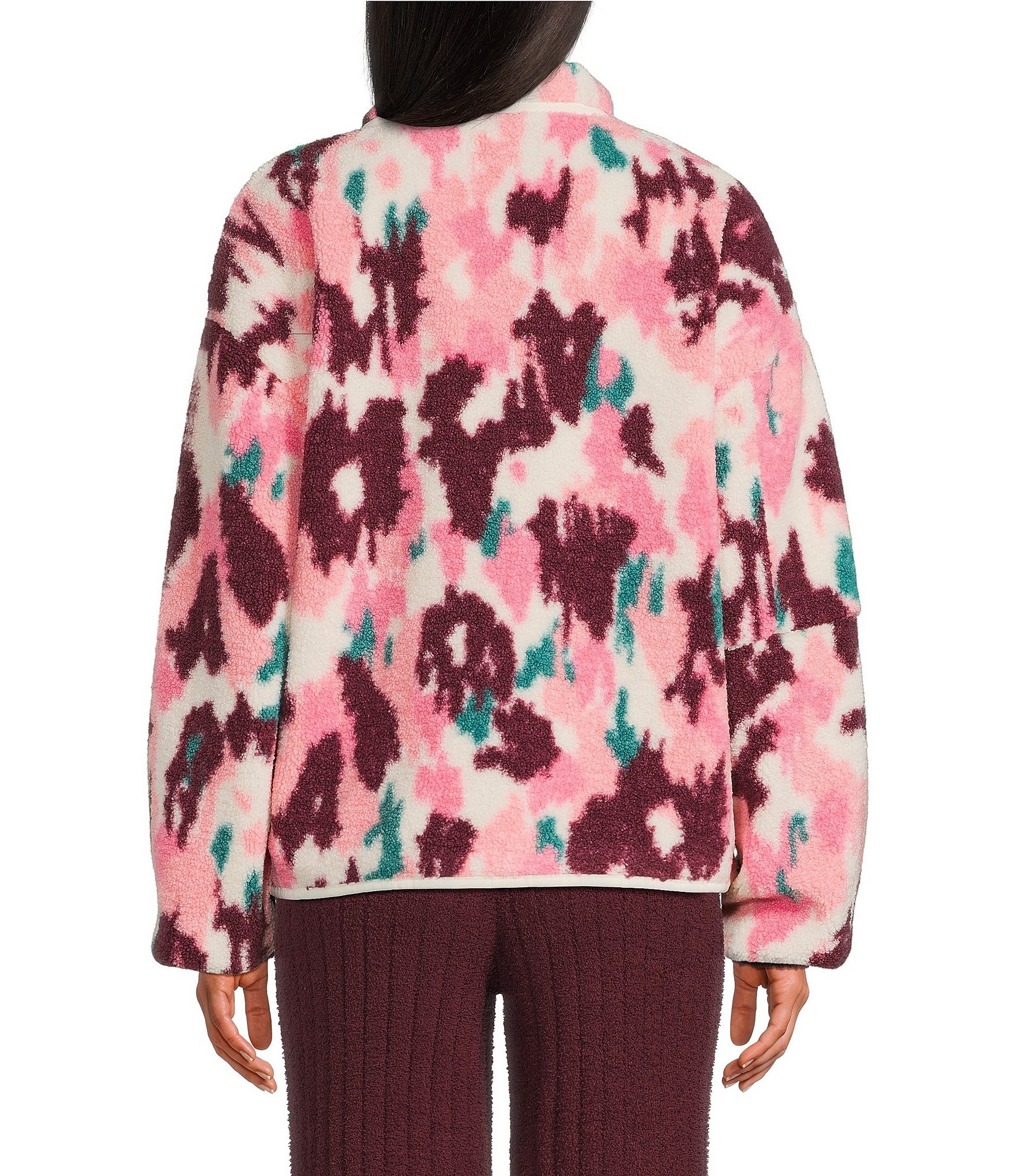 UGG® Marlene Splatter Plush Fleece Long Sleeve Zip-Front Jacket