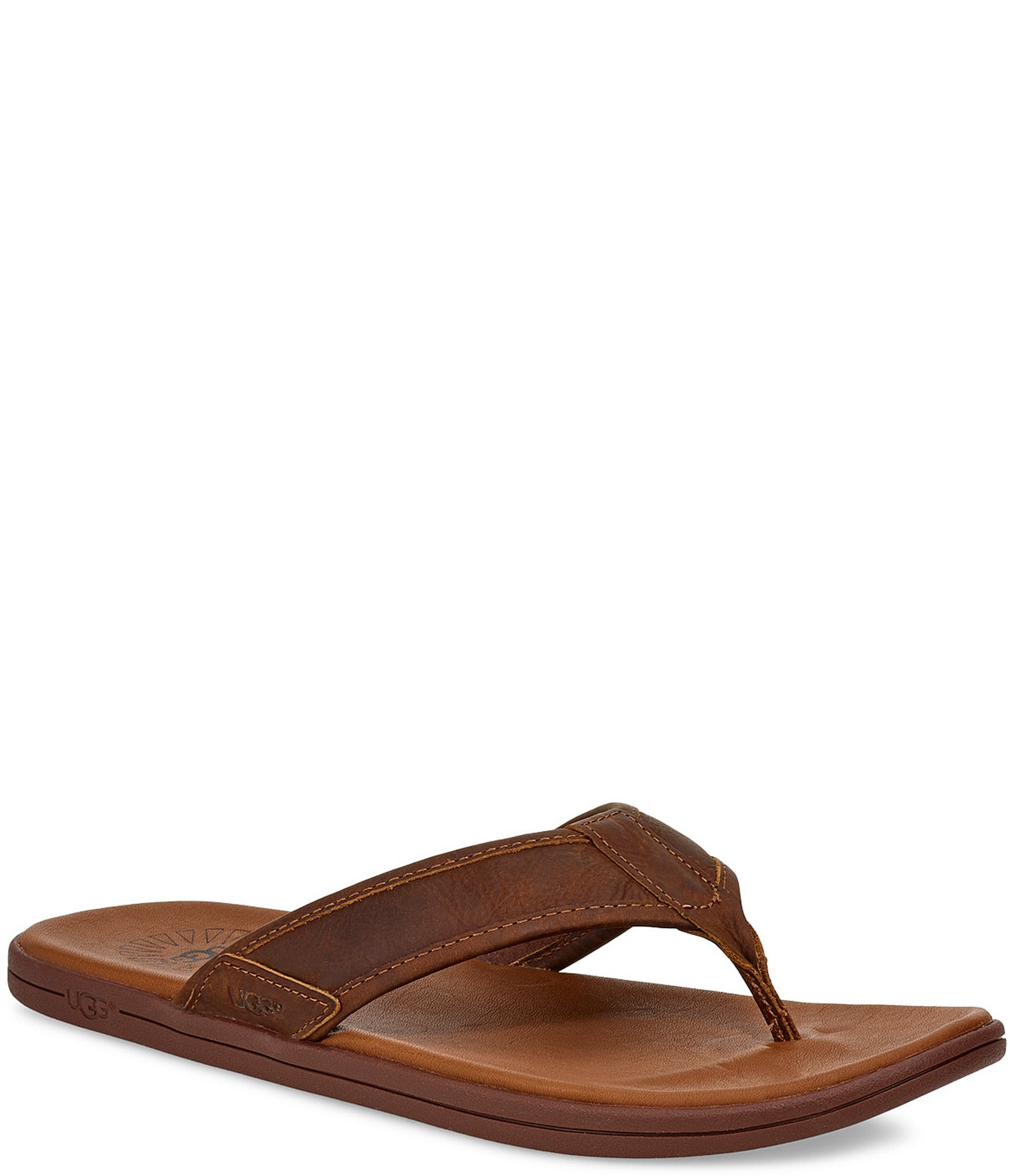 UGG® Men's Seaside Leather Flip Flops | Dillard's