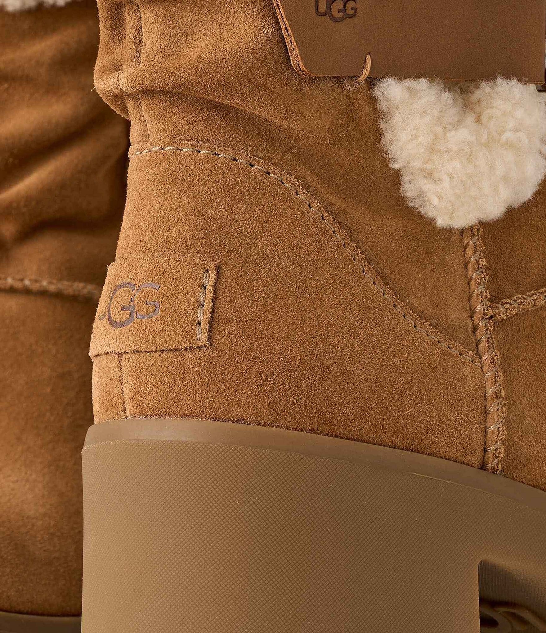 UGG Moxy Pull On Suede Sheepskin Collar Platform Block Heel Booties