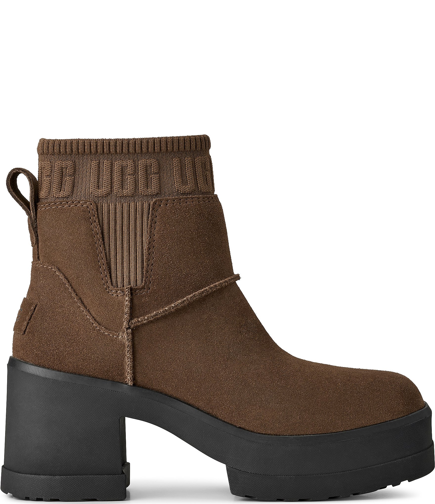 UGG Moxy Suede Platform Block Heel Chelsea Booties