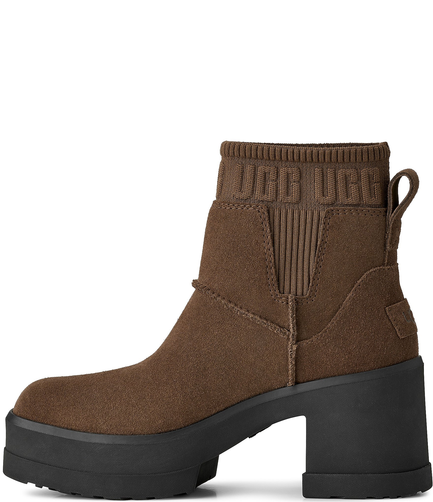 UGG Moxy Suede Platform Block Heel Chelsea Booties