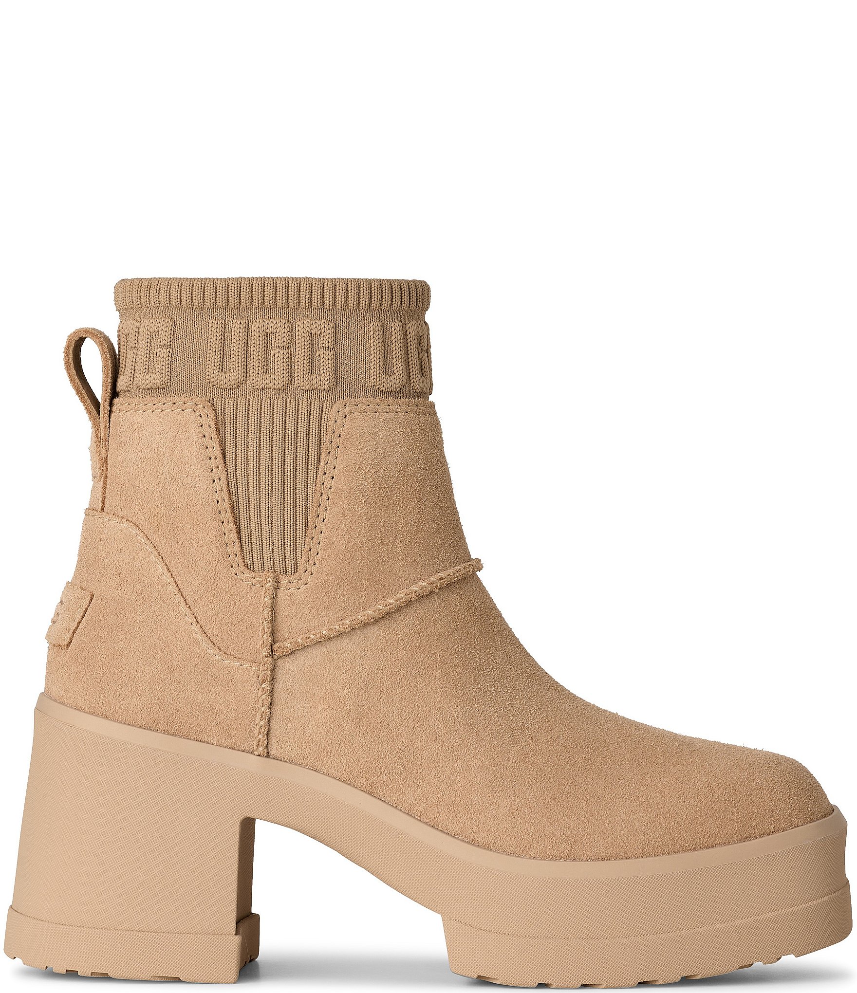 UGG Moxy Suede Platform Block Heel Chelsea Booties