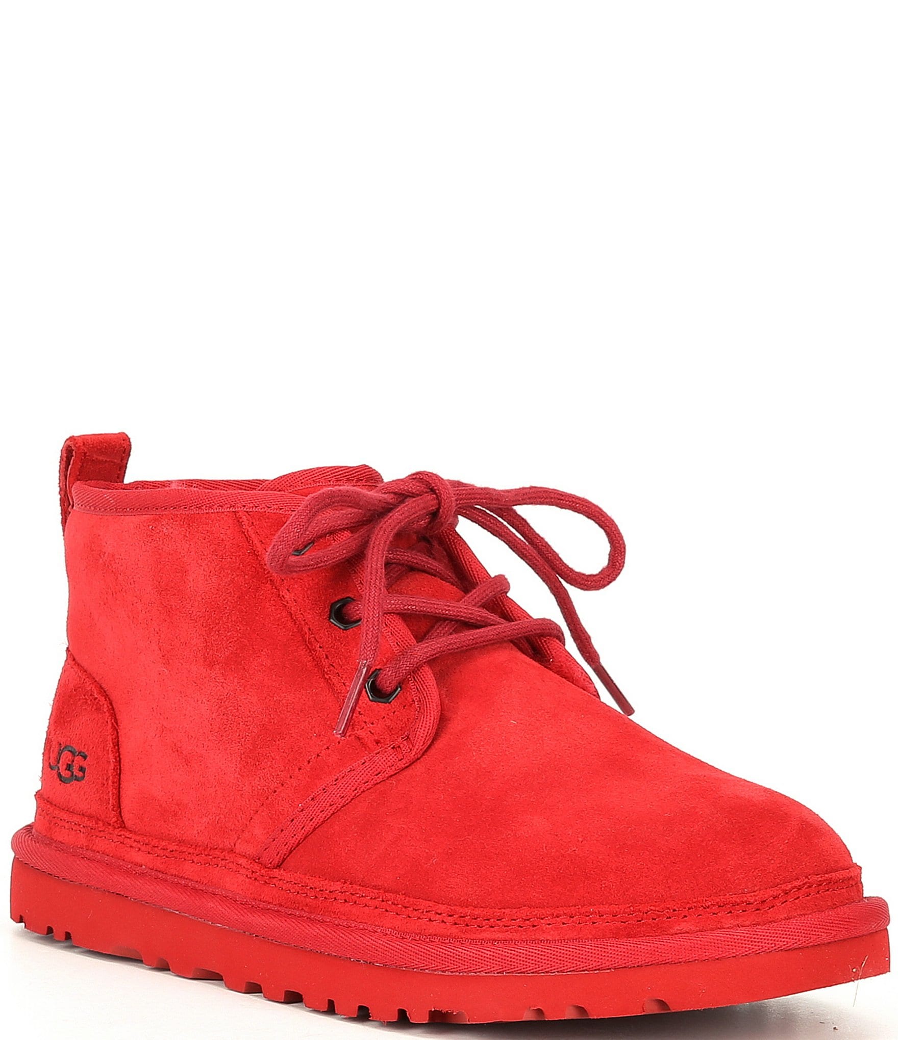 lace up boots red