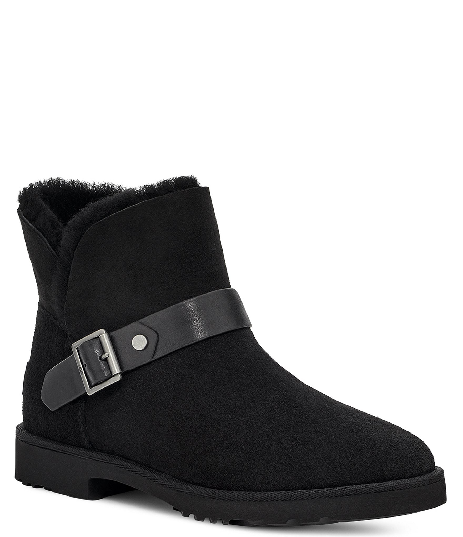 UGG Romely Short Buckle Detail Suede Boots | Dillard's