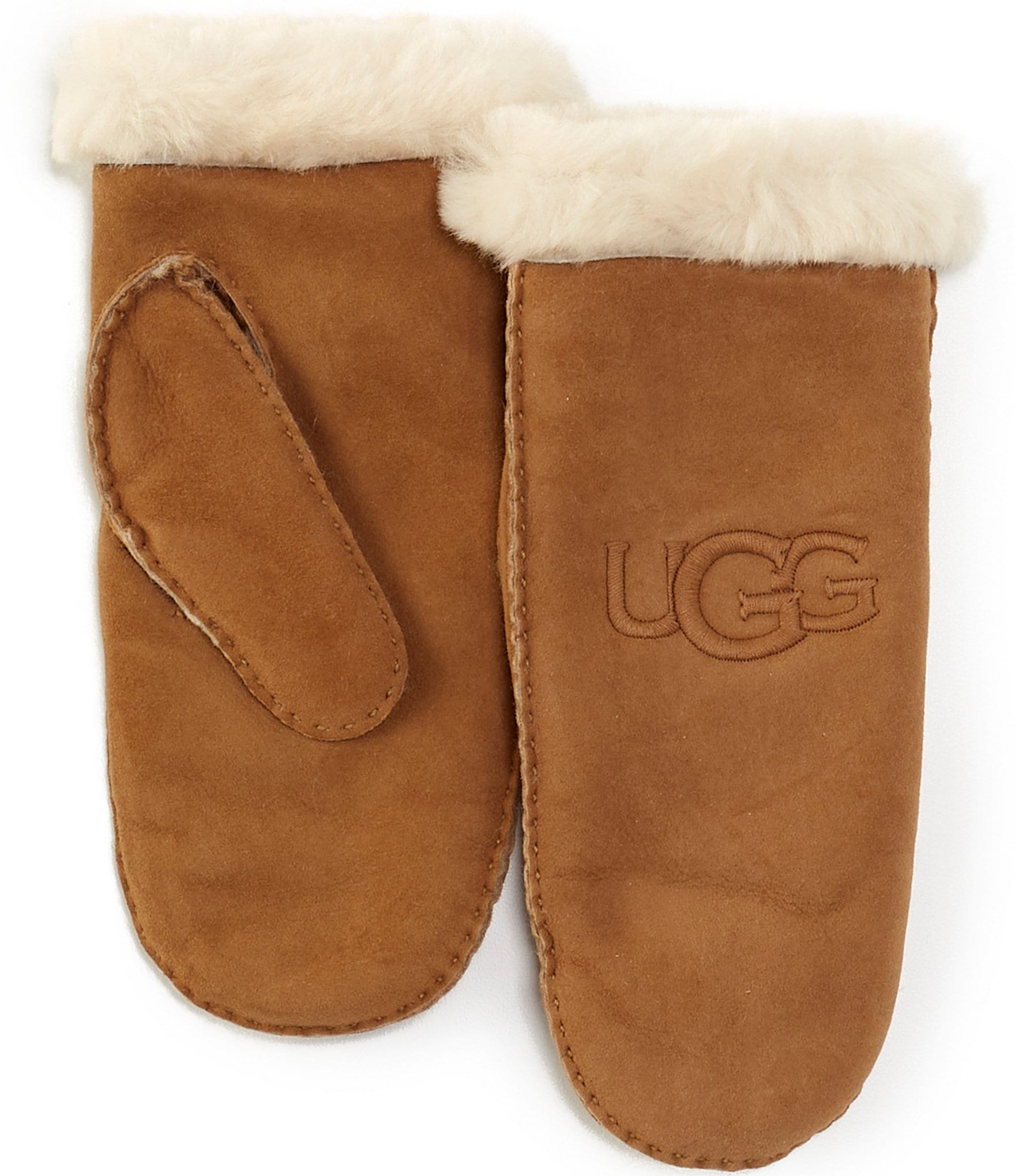 UGG Sheepskin Embroidered Logo Mittens | Dillard's