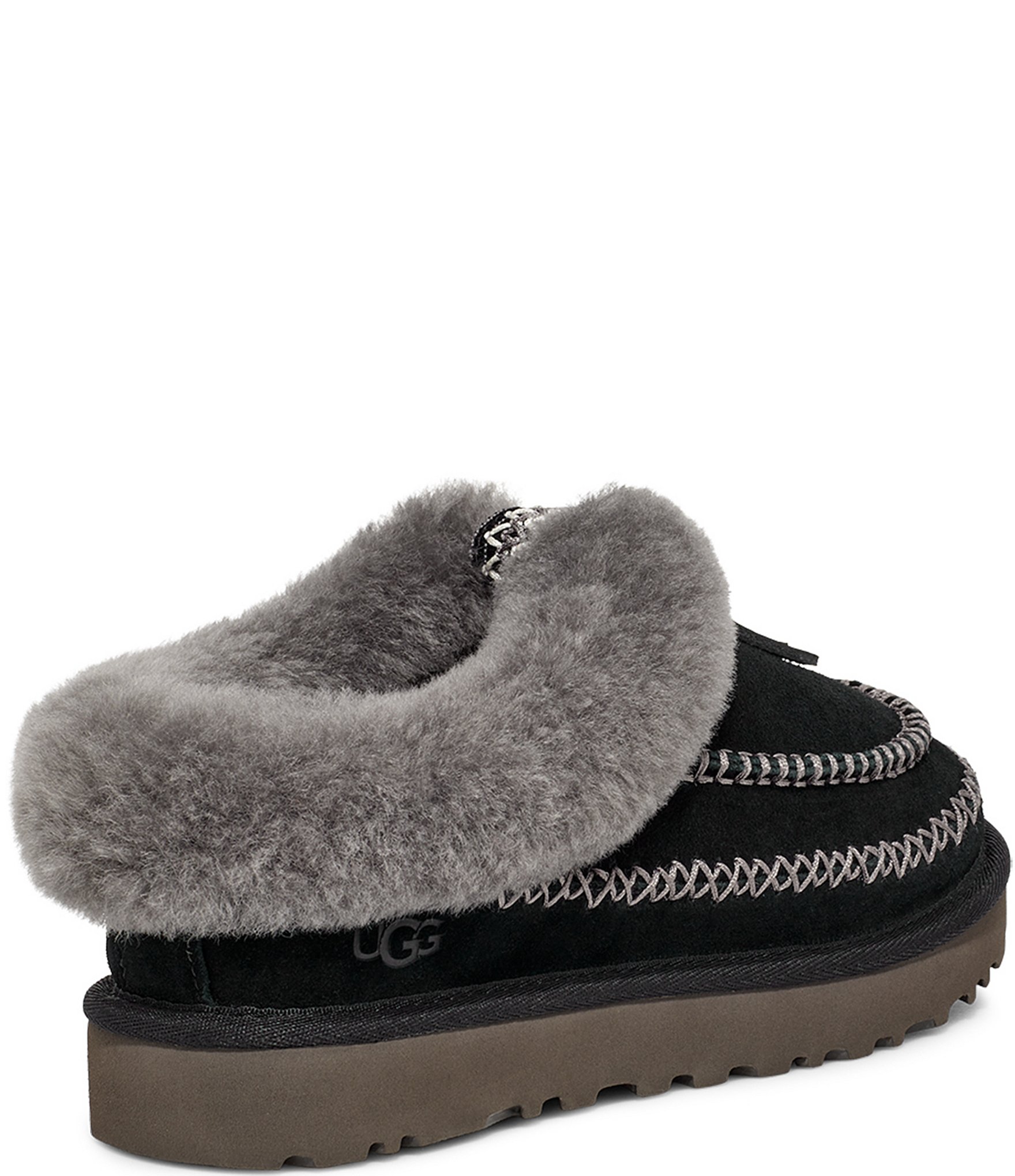 UGG Tasman Alpine Suede Fur Collar Slipper Clogs