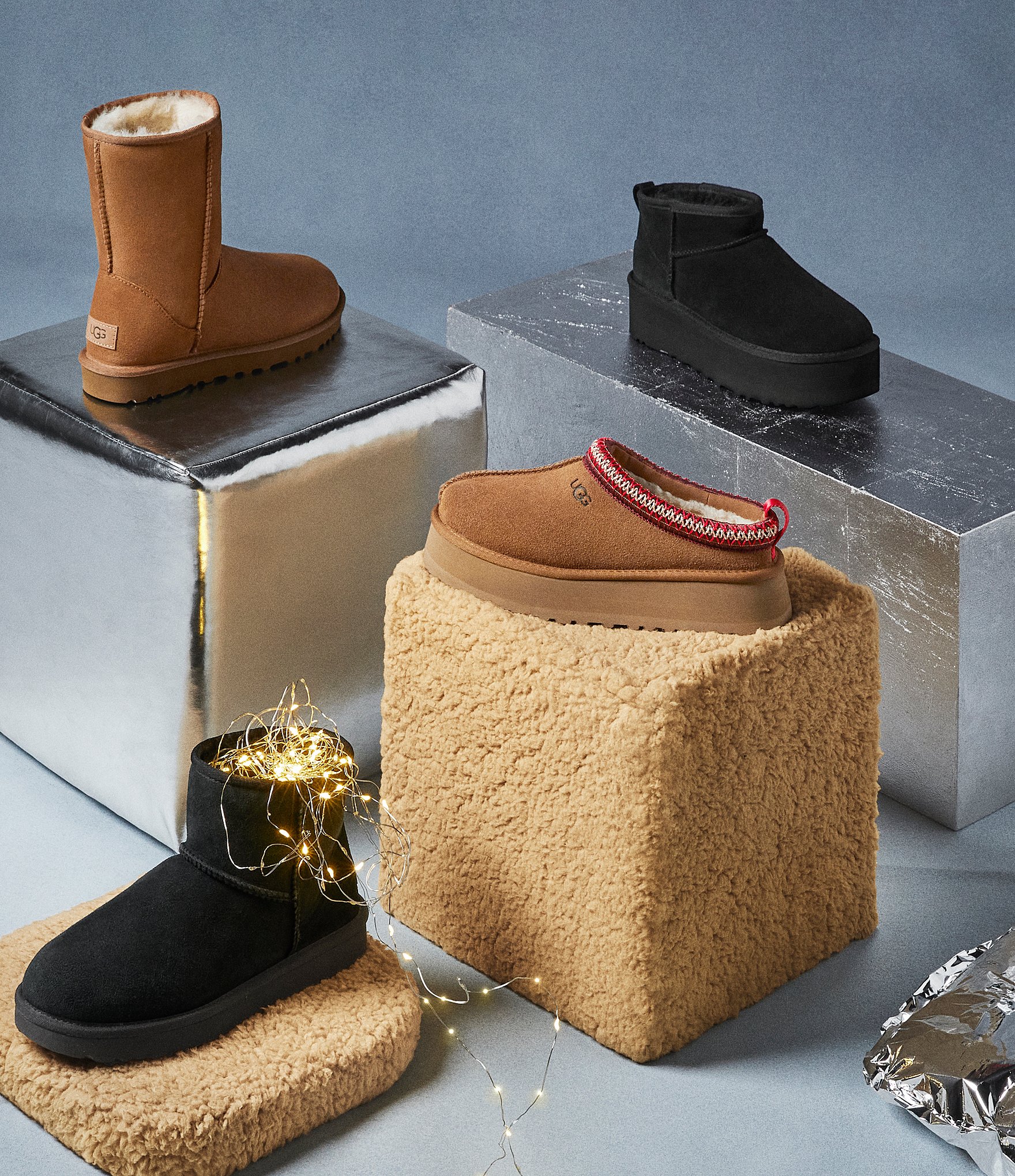 UGG Tazz II Suede Logo Detail Platform Clog Slippers