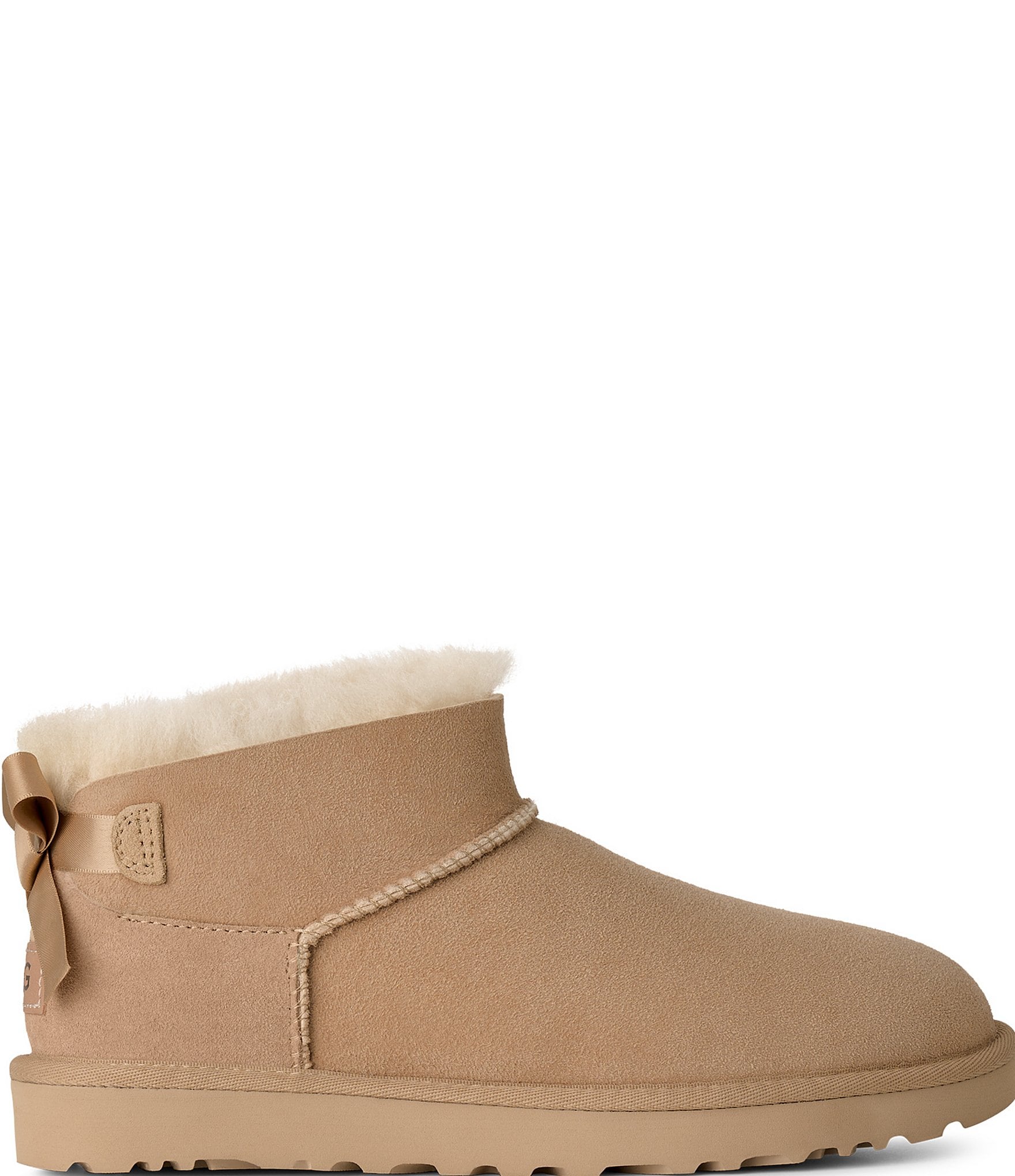UGG Women's Ultra Mini Bailey Bow Suede Shearling Lined Booties