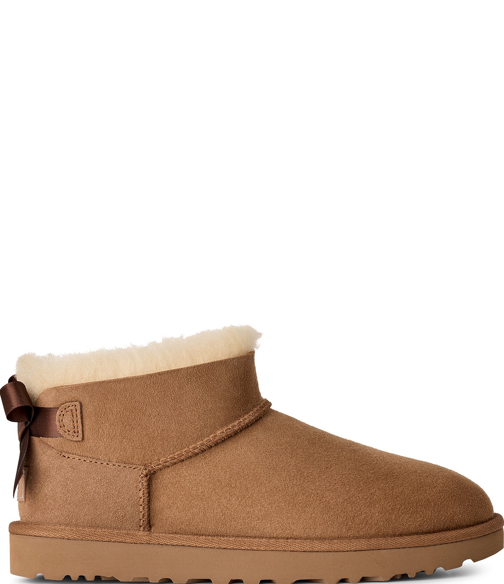 UGG Women's Ultra Mini Bailey Bow Suede Shearling Lined Booties