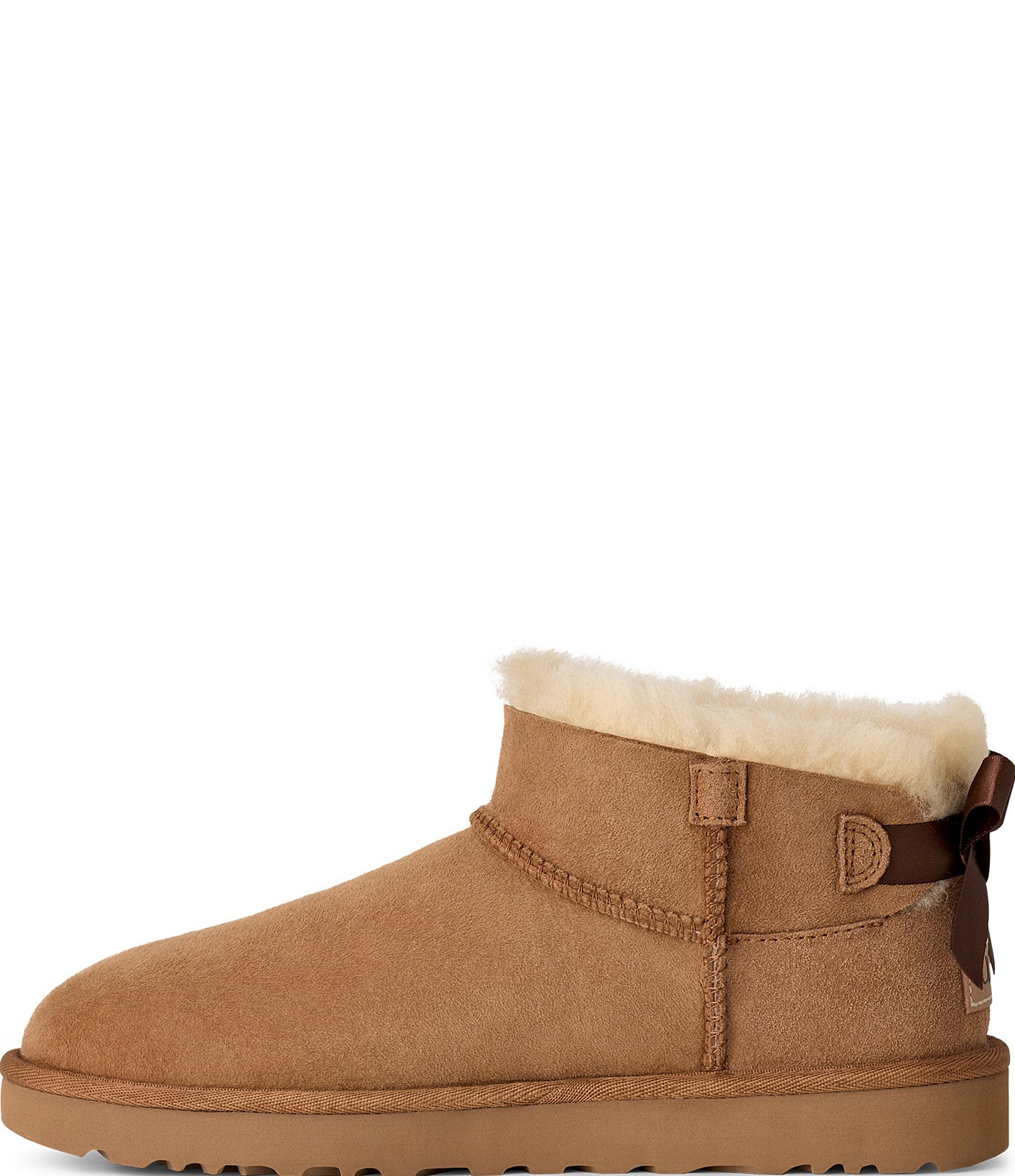 UGG Women's Ultra Mini Bailey Bow Suede Shearling Lined Booties