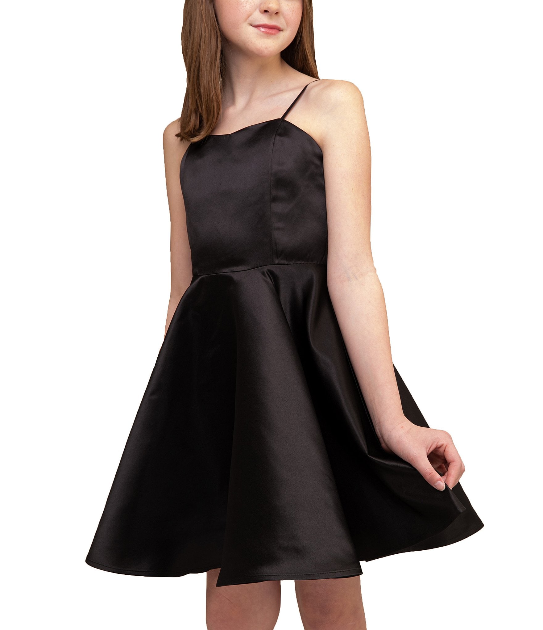 Un Deux Trois Big Girls 7-16 Fit And Flare Satin Dress