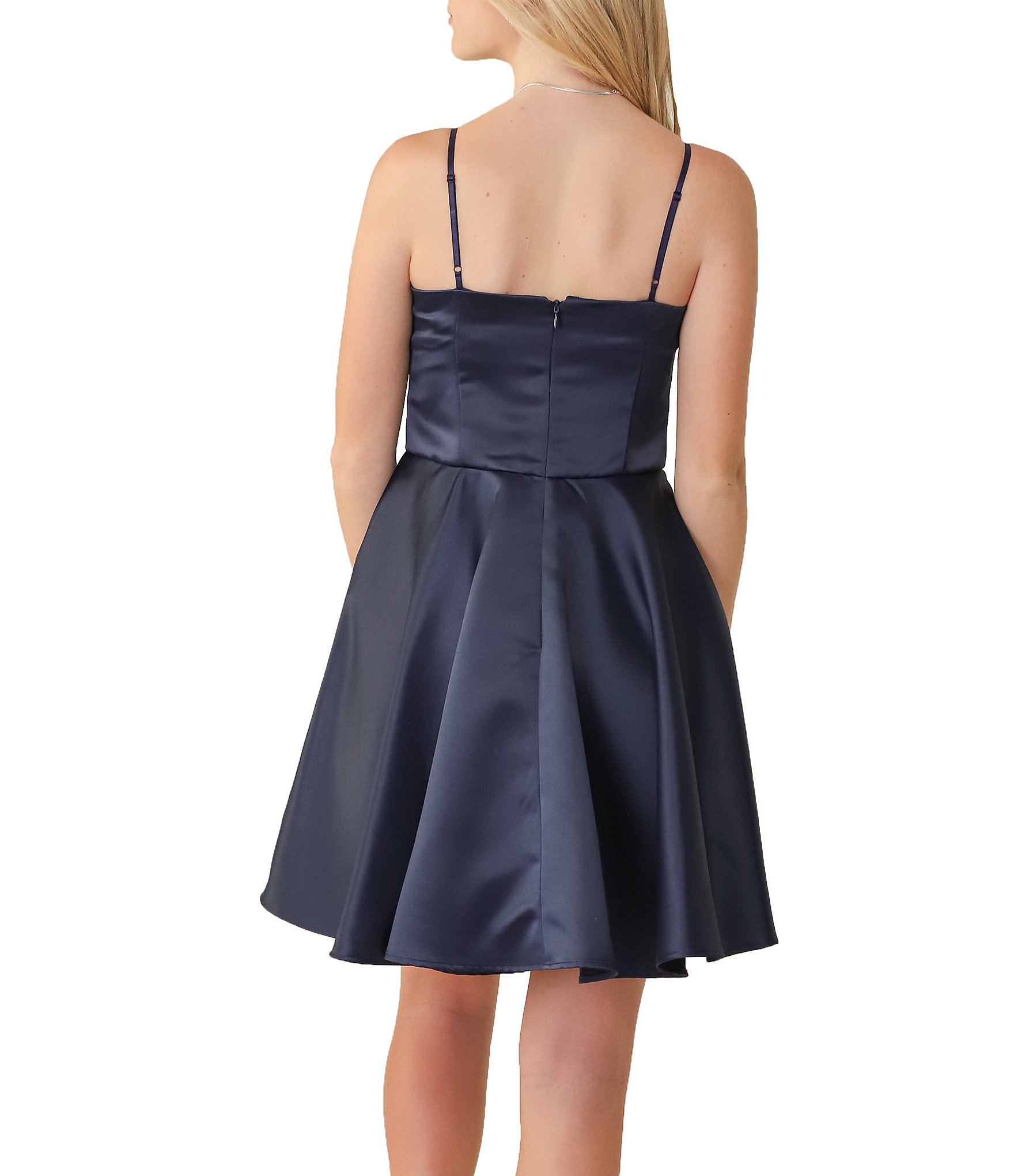 Un Deux Trois Big Girls 7-16 Fit And Flare Satin Dress