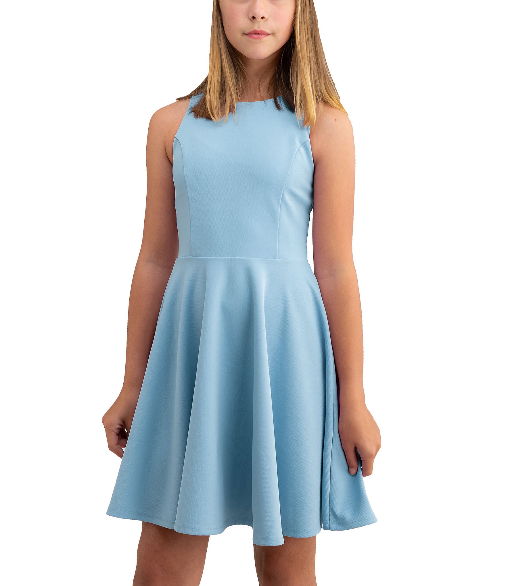 Un Deux Trois Little/Big Girls 4-22 Racer-Back Textured Fit-And-Flare Dress