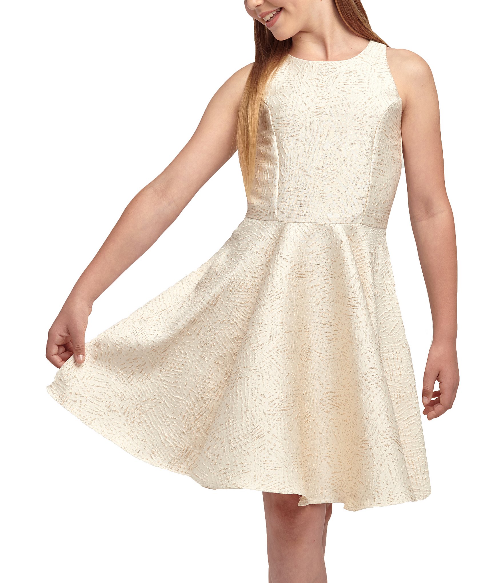 Un Deux Trois Big Girls 7-16 Racerback Jacquard Dress