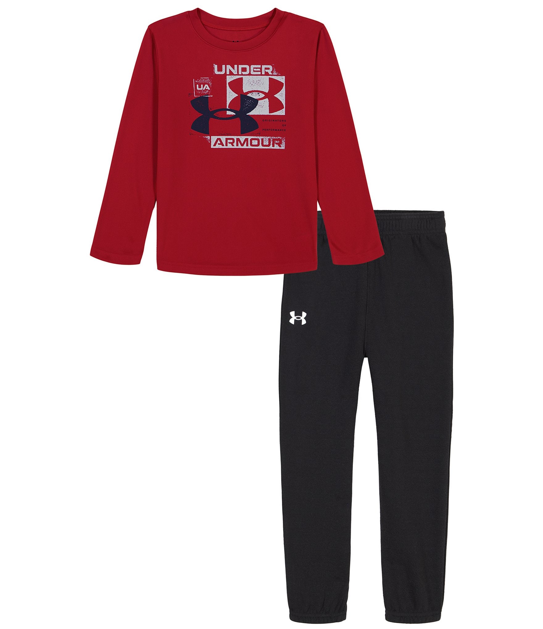 Under Armour Baby Boys 12-24 Months Long-Sleeve Stamp Logo Speed Tech T-Shirt & Fleece Jogger Pant Set